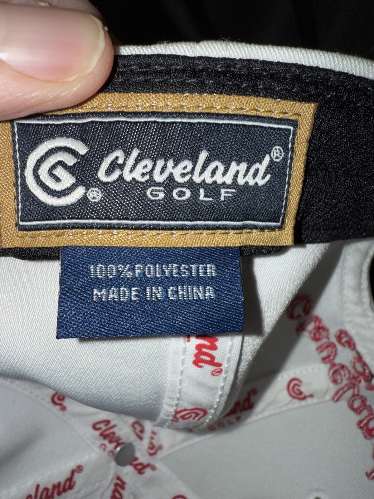 Cleveland Golf Red CG on White Hat Cap Hook Loop Polyester w Tag EUC