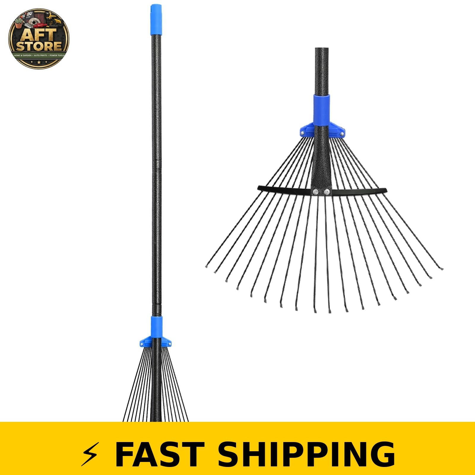 Oliynedy Adjustable Metal Leaf Rake Long Handle 8-17"