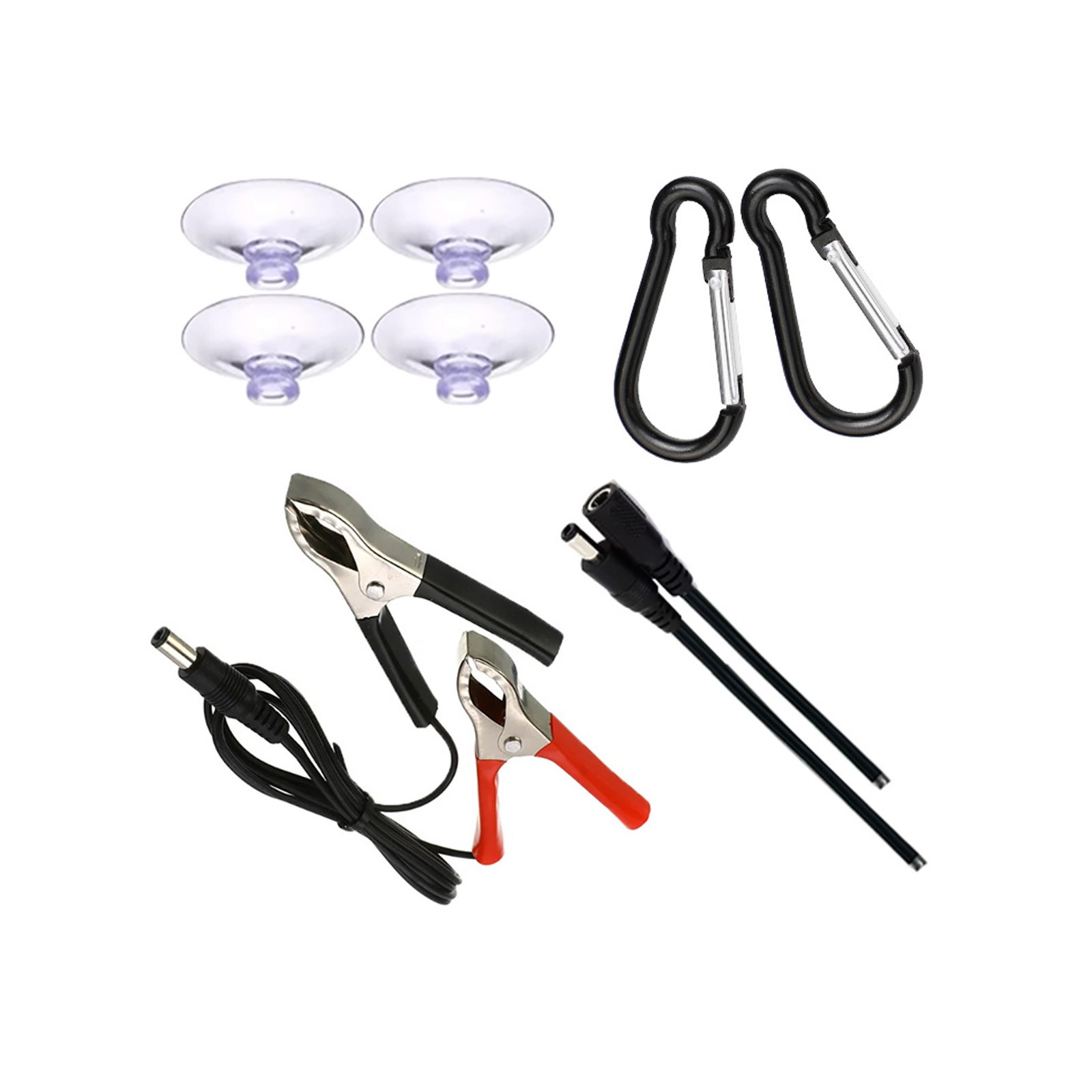 Solar Panel Installation Accessory Kit - 4 Suction Cups + 2 Carabiners + Cables