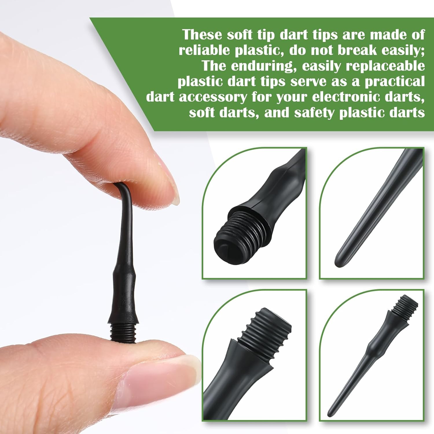 200 Pack 2BA Thread Soft Tip Dart Points Plastic Replacement Dart Tips Soft Tip