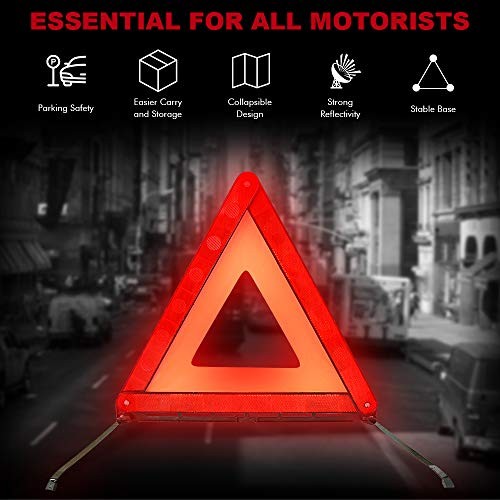 Foldable Warning Triangles Road Safety Triangle Kit, 3 Pack of Reflective