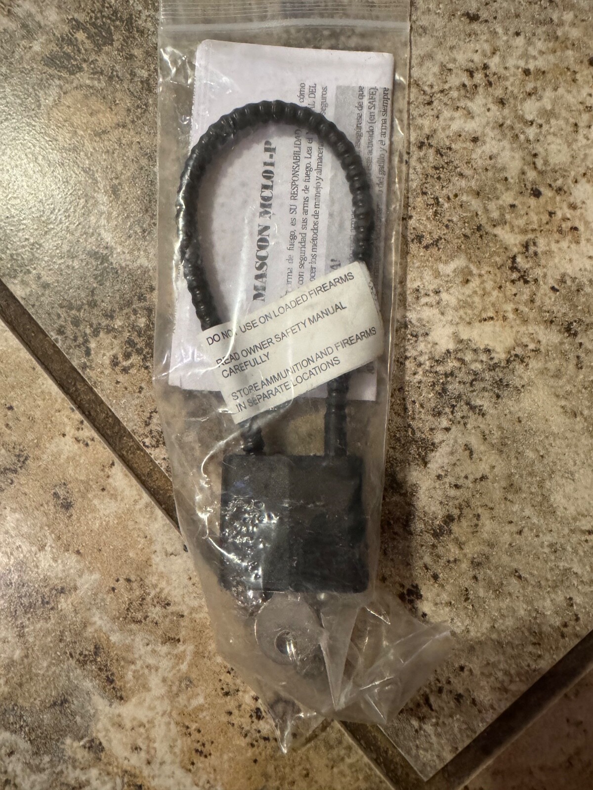 Mascon MCL01-P Black Cable Gun Lock W/ Instructions & 2 Keys NEW