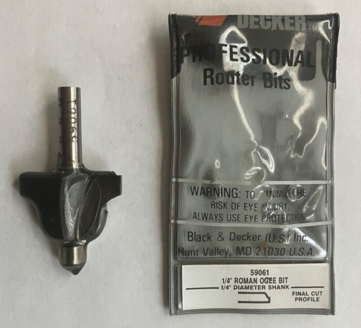 NEW Black & Decker 1/4” Roman Ogee Router Bit 1/4" Shaft High-Speed Steel #59061
