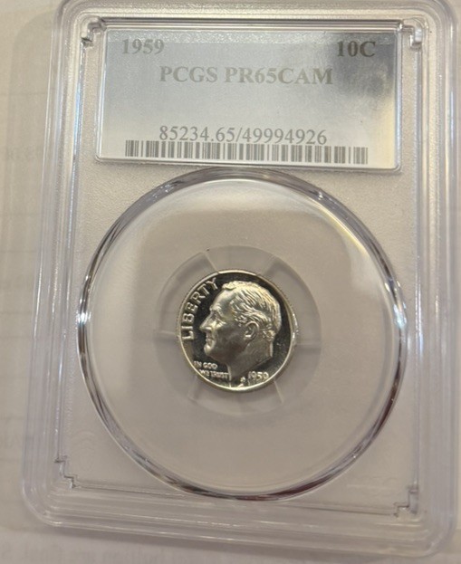 1959 PCGS Roosevelt PR65Cam, Silver & Nice Devices