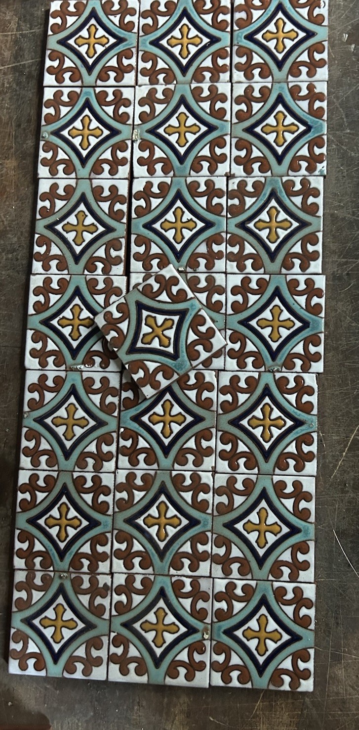 22 Hand painted 3x3 Tiles Wax Resist Malibu/Catalina Technique