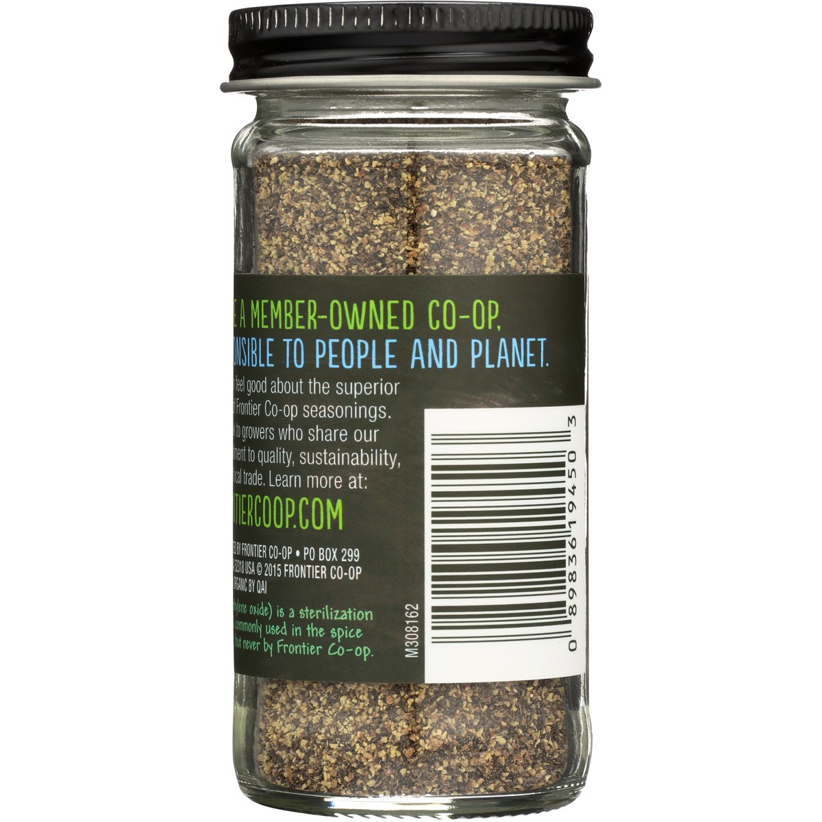 Frontier -Op Co-Op Organic Fair Trade Black Pepper Medium Grind 1.8 Oz 3 Pack