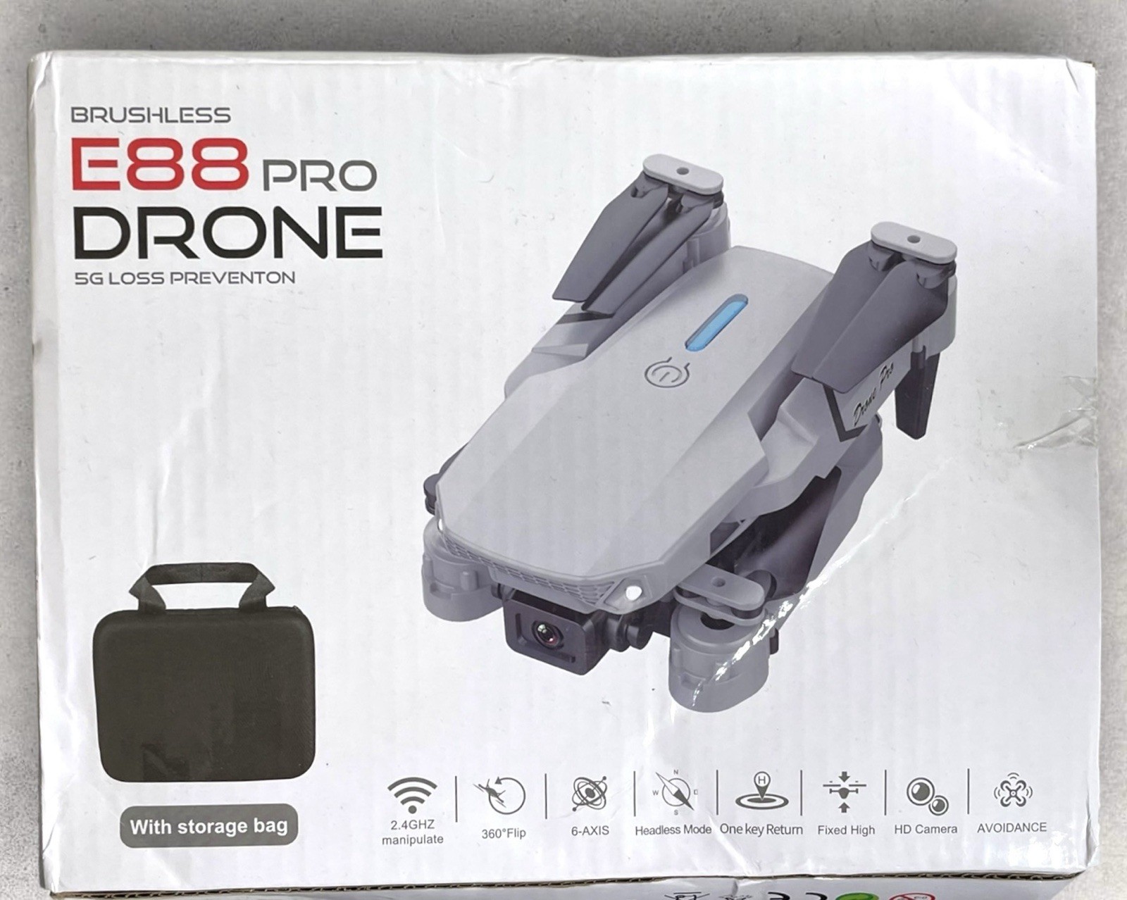 E88 Pro Drone Folding Drone In Case With Instructions Black