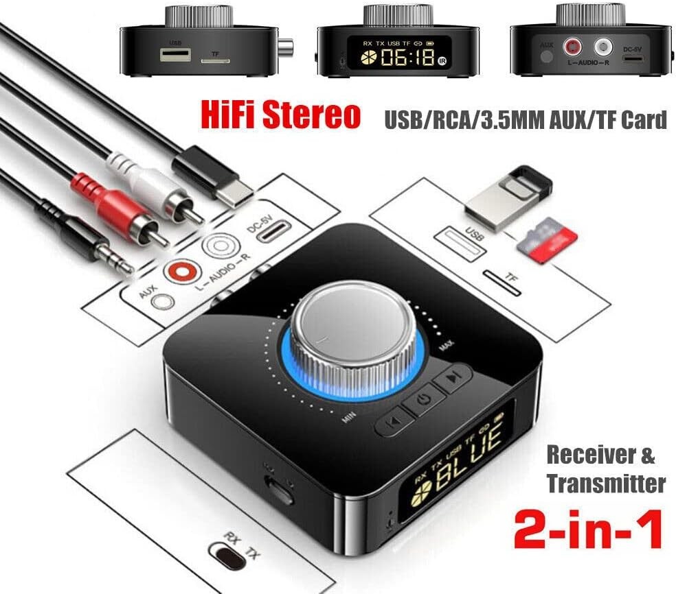 Bluetooth AUX Receiver for Car Stereo Wireless Audio Adapter Hands Free Music