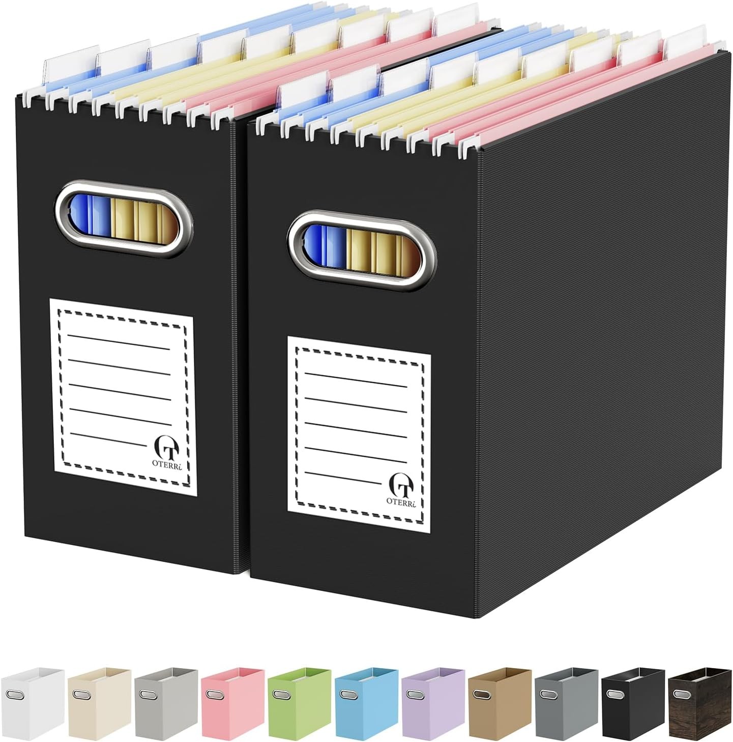 File Organizer Box, Portable Collapsible Cardboard File Folder Organizer with