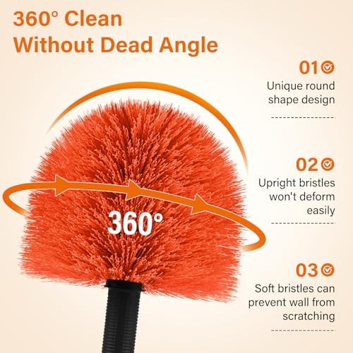 Cobweb Duster with 5-20FT Extension Pole | Spider Web Brush for Outdoor &