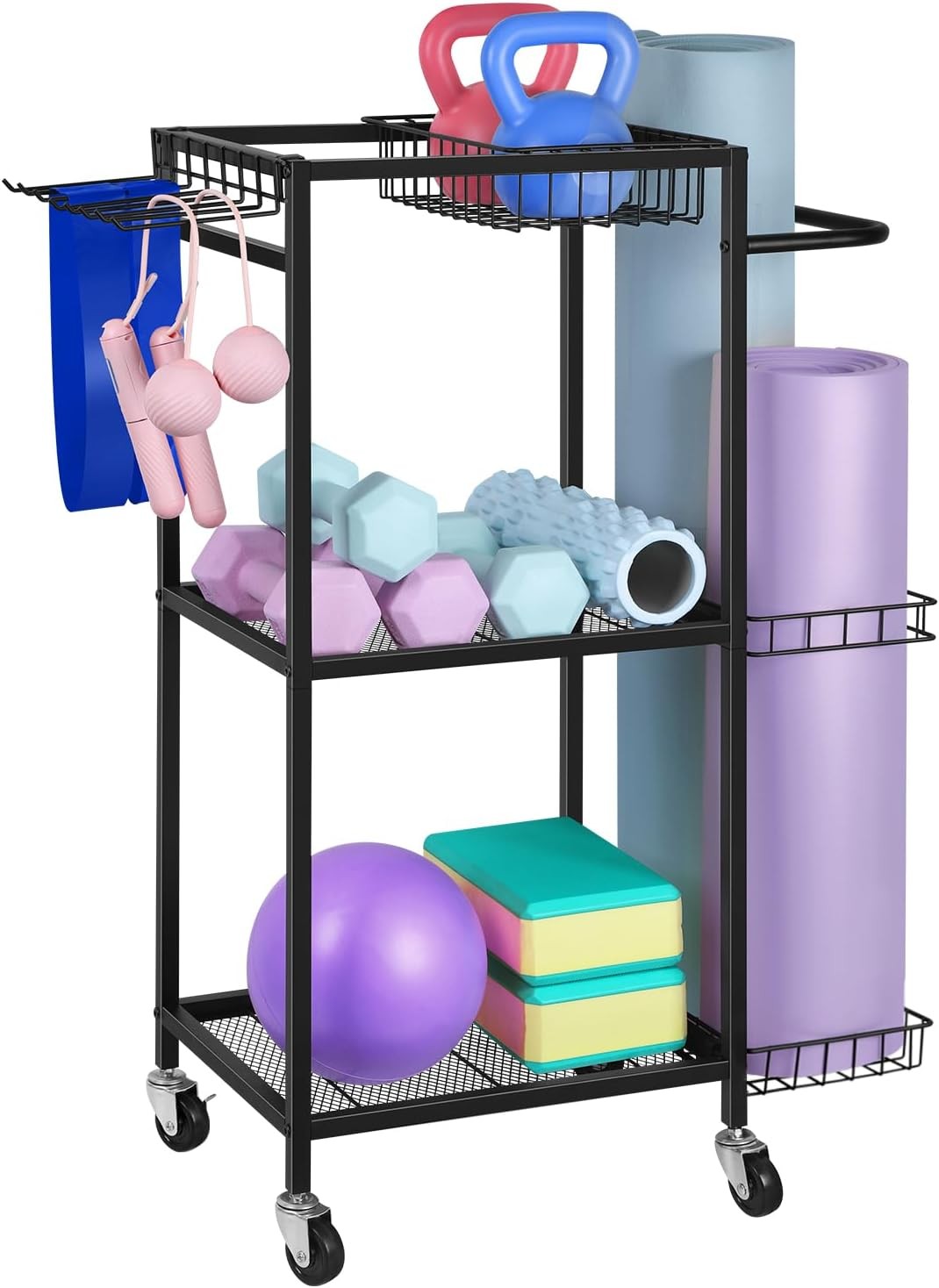 Gym Equipment Storage Rack Workout Equipment Storage Cart Weight Rack Dumbbells
