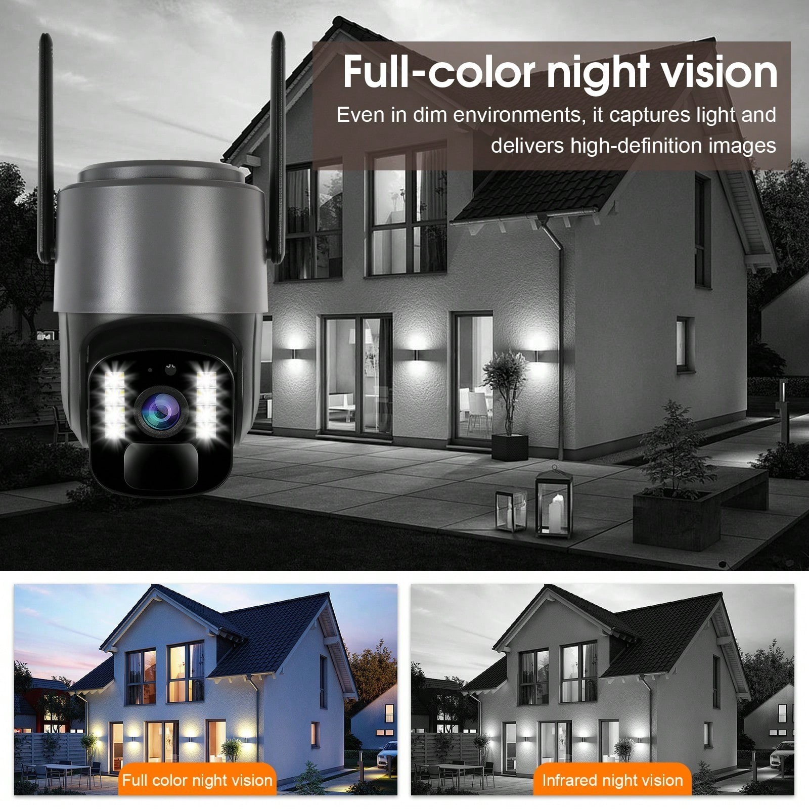 Solar Powered 1440P Wireless Security Camera PTZ 2 Way Audio Night Vision
