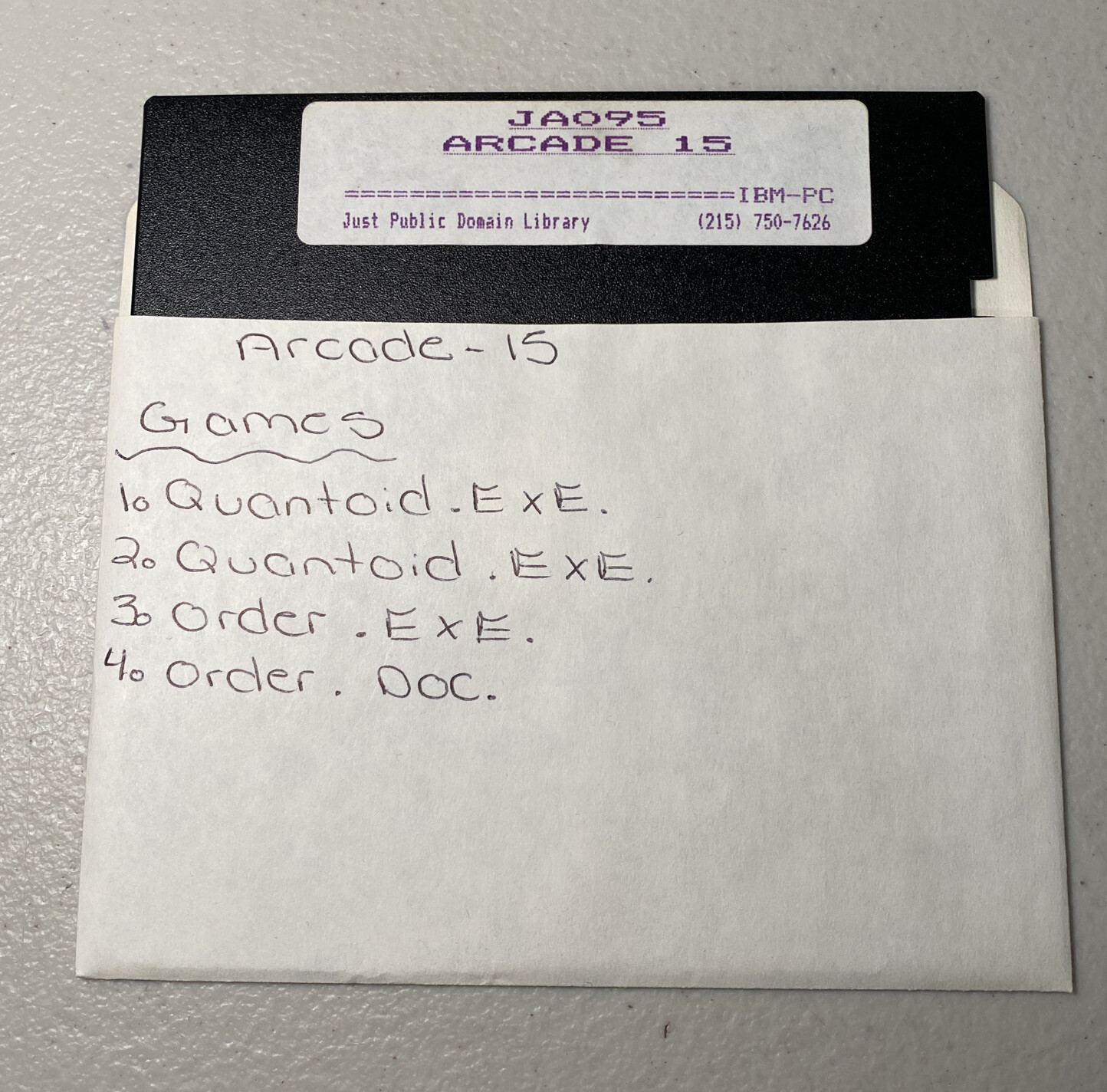 JA095 ARCADE 15 IBM-PC Just Public Domain Library 5.25”