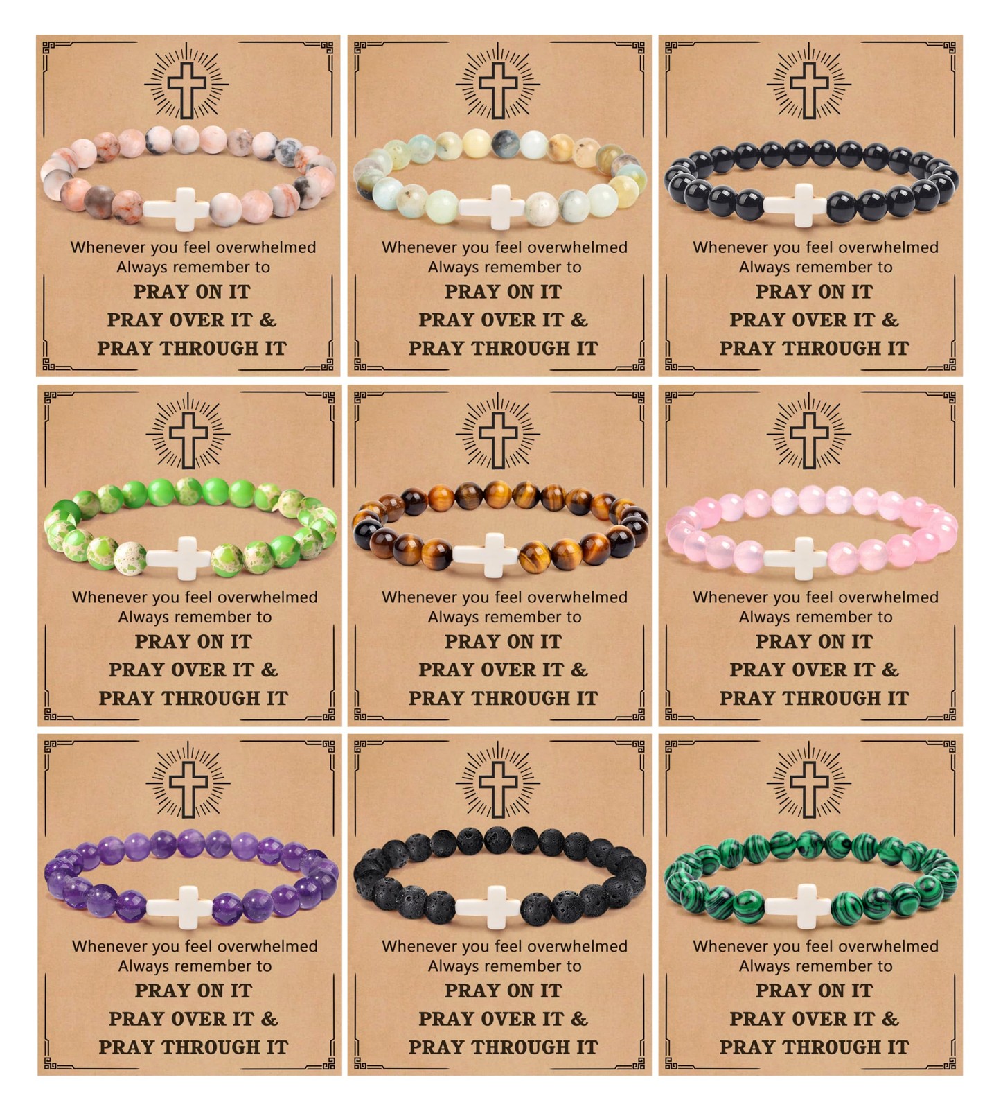 9 Pcs Cross Bracelets for Women Men, Christian Gifts for Women, Religious Gif...