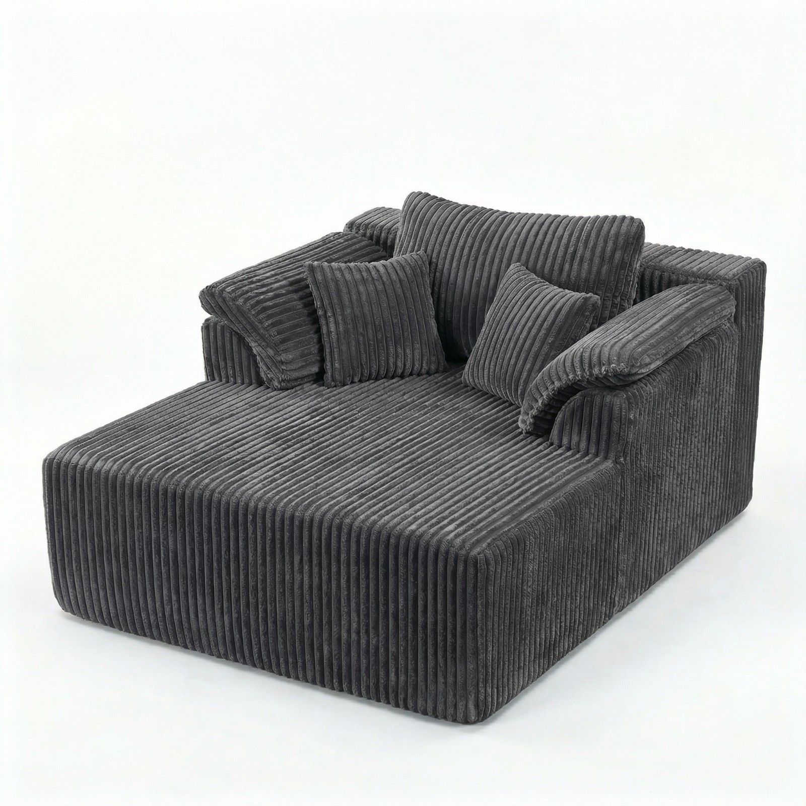60-inch indoor oversized corduroy lounge chair, no assembly required (Grey)