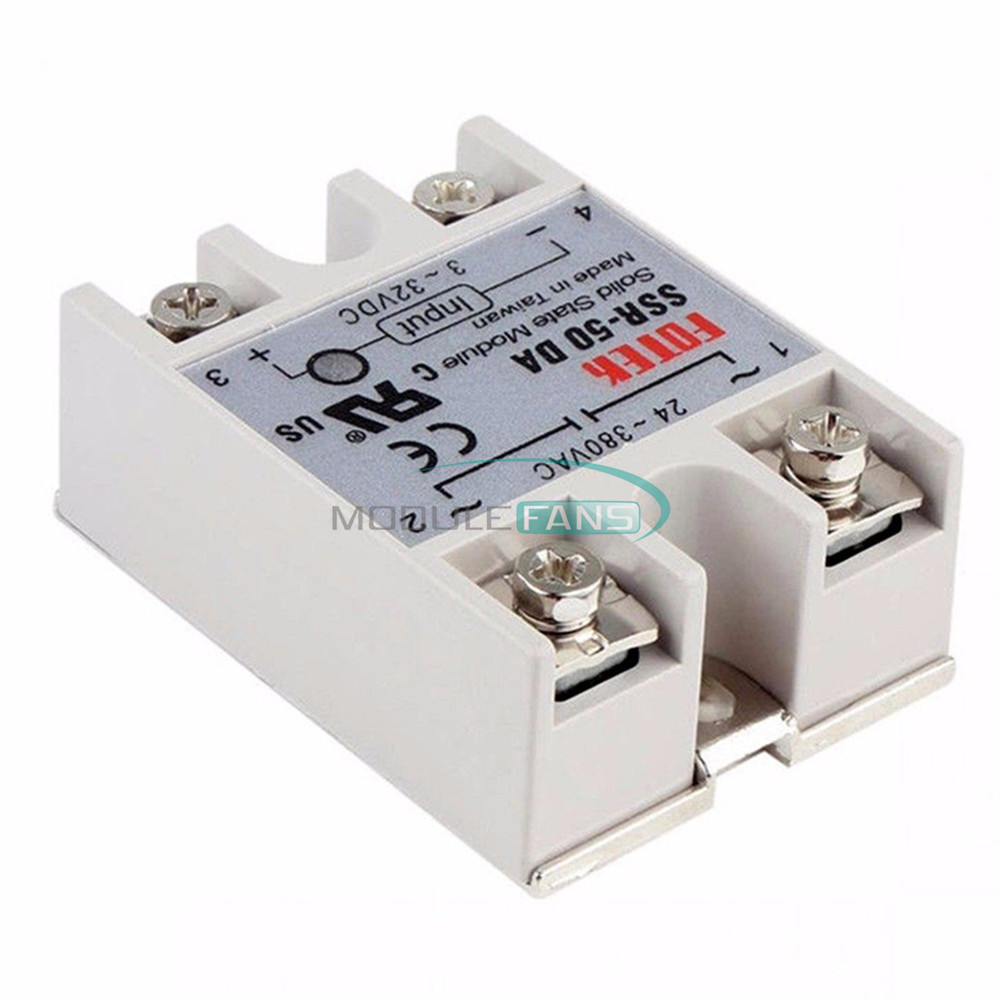 SSR-50DA 250V 50A Output Solid State Relay DC3V-32V Input 24-380VAC