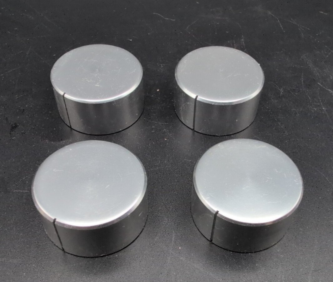 VINTAGE ALUMINUM STEREO CONTROL KNOBS LARGE NOS (Qty 4)
