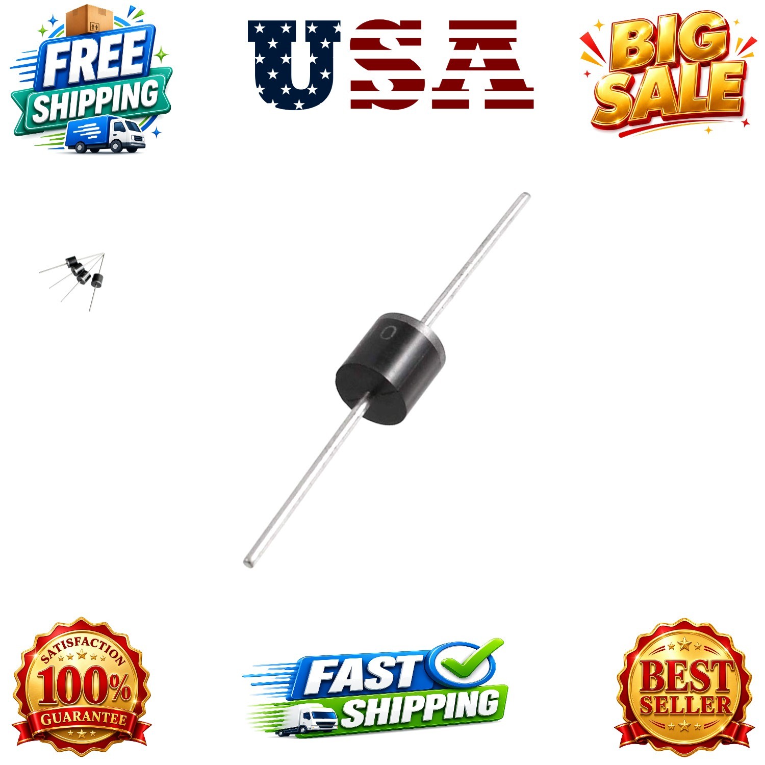 20 Pcs Rectifier Diode, 10A 1000V R-6 Axial Electronic Silicon Diodes