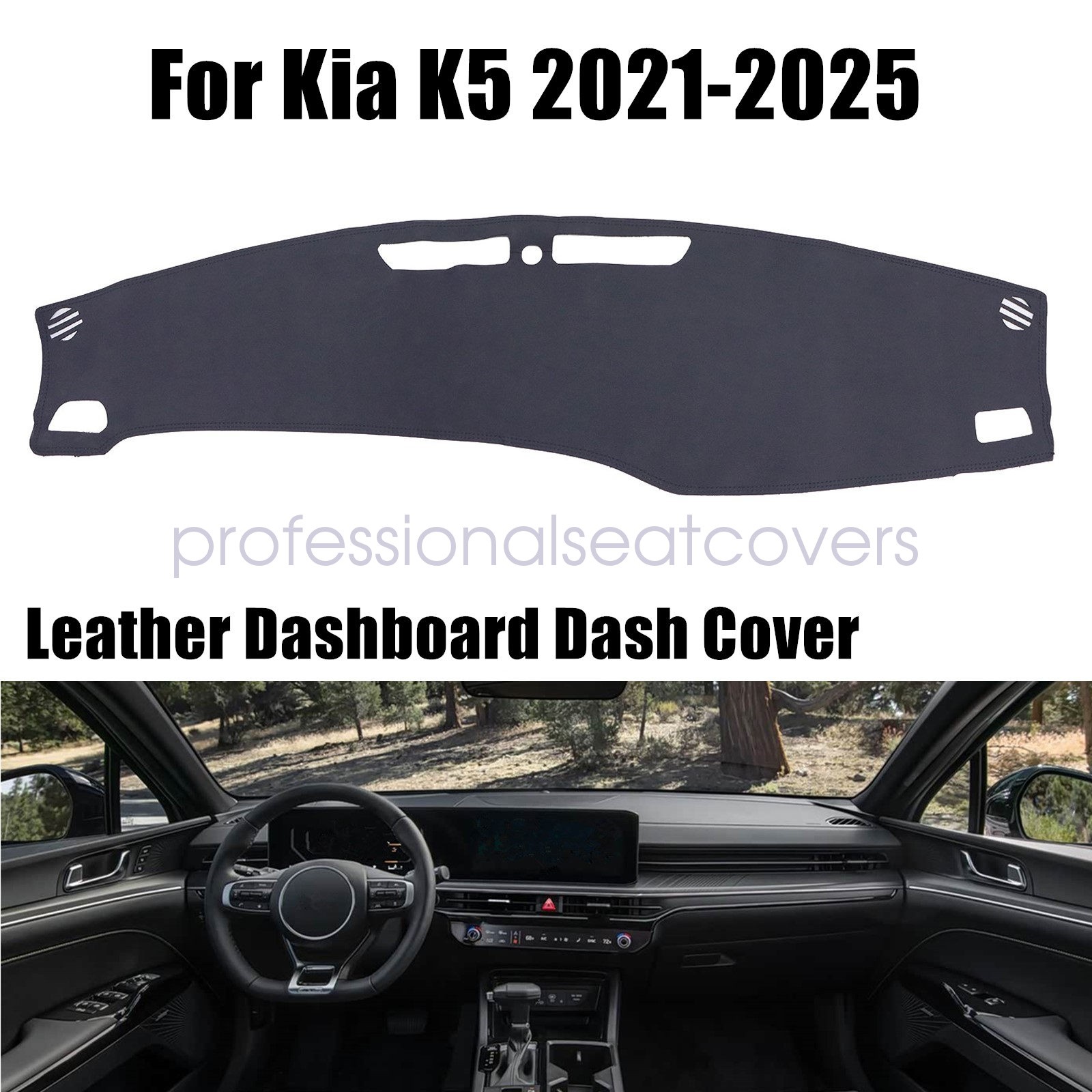 For 2021-2025 Kia K5 EX GT LX Leather Dashboard Dash Cover Dashmat Carpet