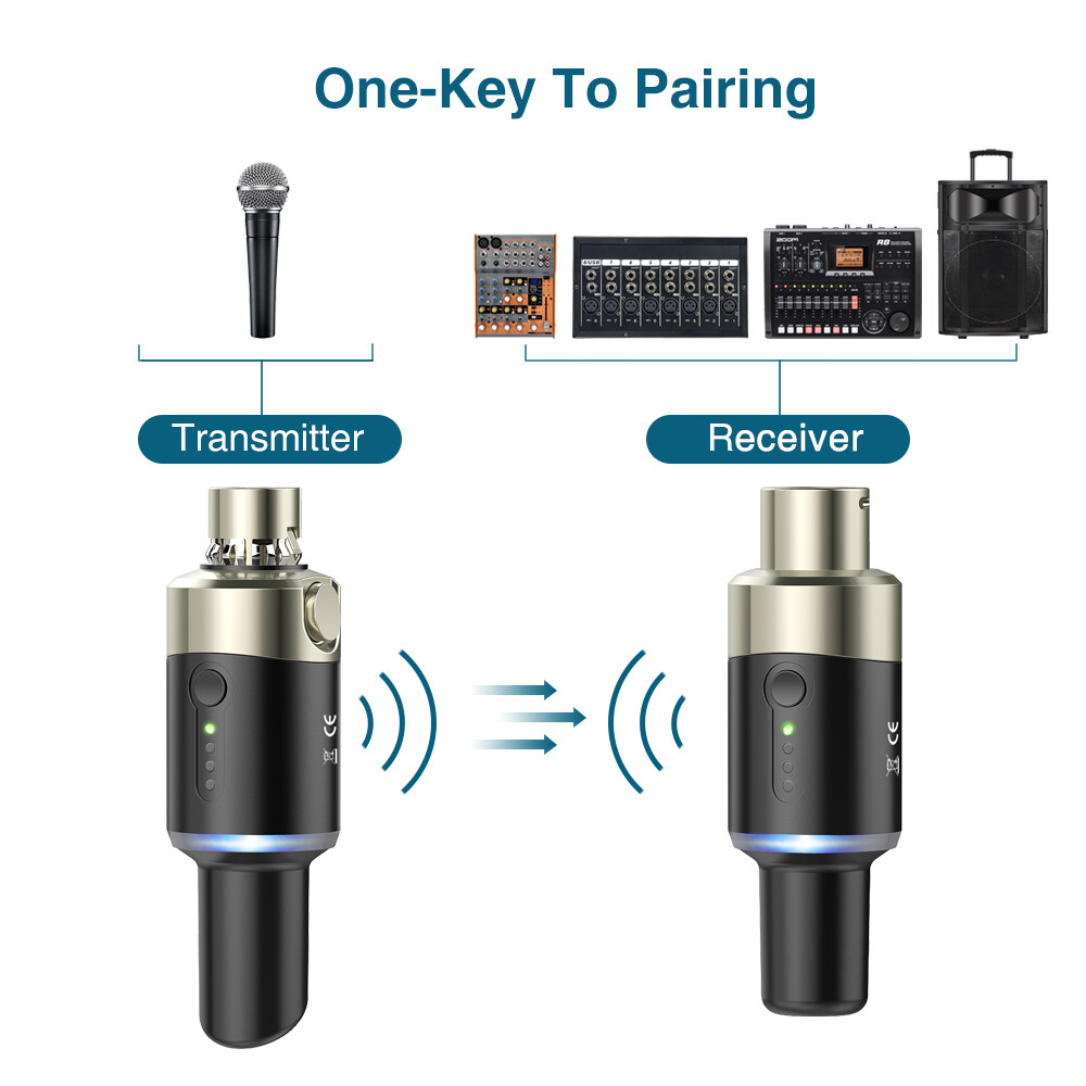 LEKATO 5.8G Wireless Microphone System Mic Transmitter Receiver Plug On XLR 100'