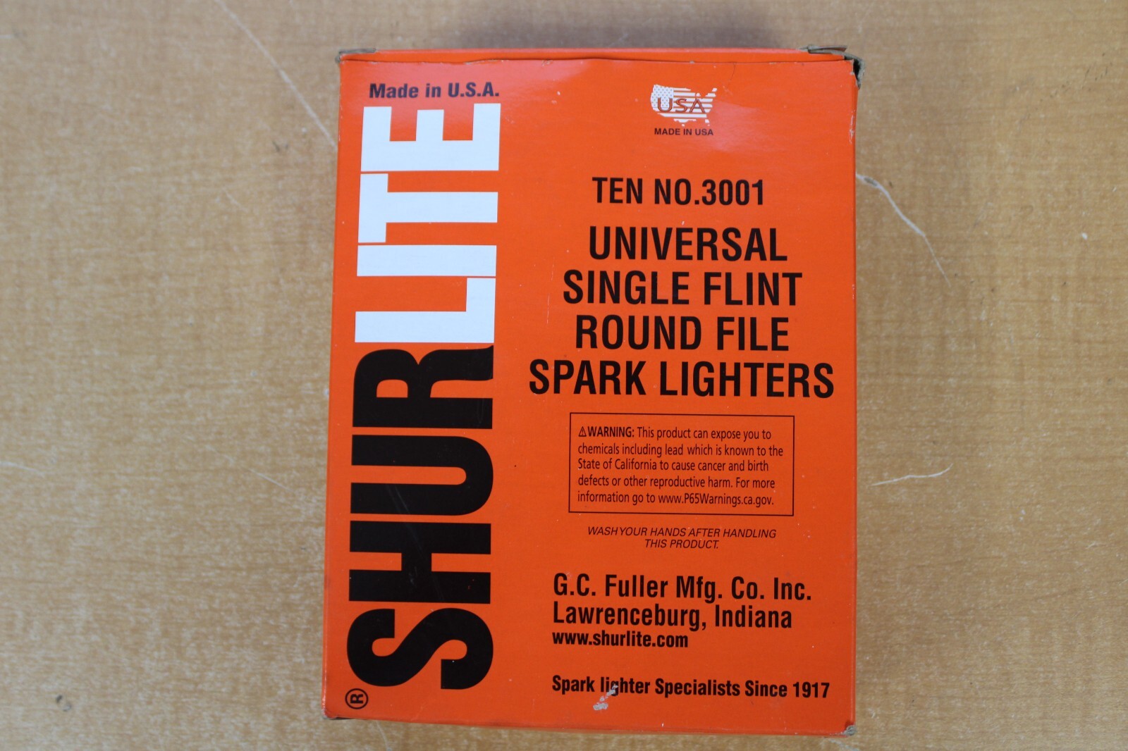NEW! Box of 10 Shurlite Single Flint Striker Lighter 3001 GC Fuller USA FREESHIP