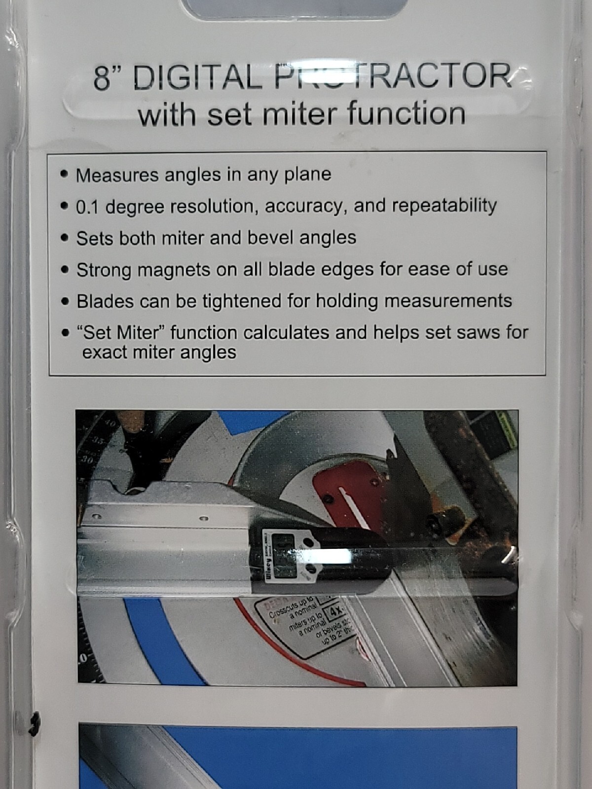 8" (203mm) Wixey Digital Protractor With Set Miter Function Brand New!!