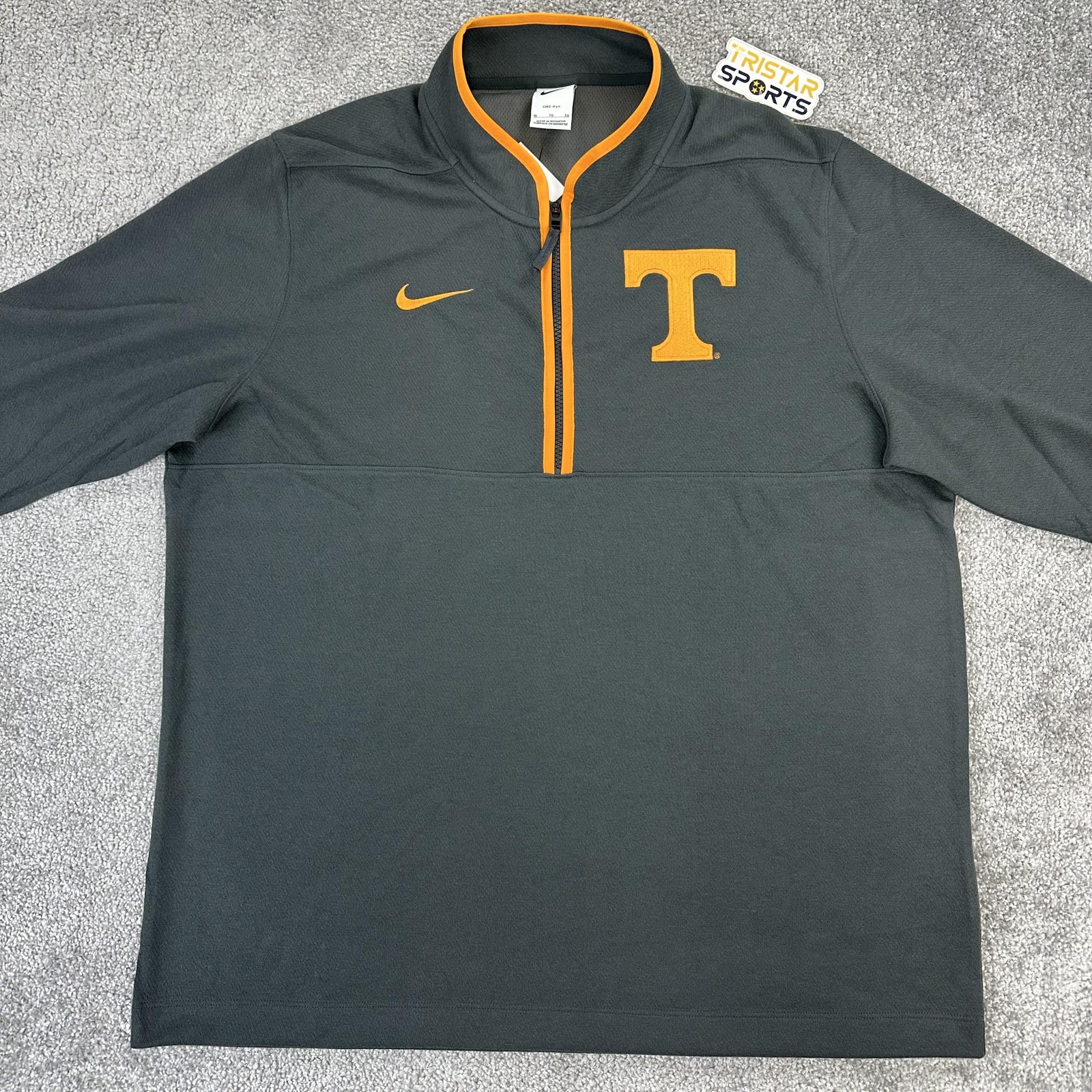 Tennessee Volunteers Pullover Mens XL Gray Nike 1/2 Zip Dri-Fit Courtside Shirt