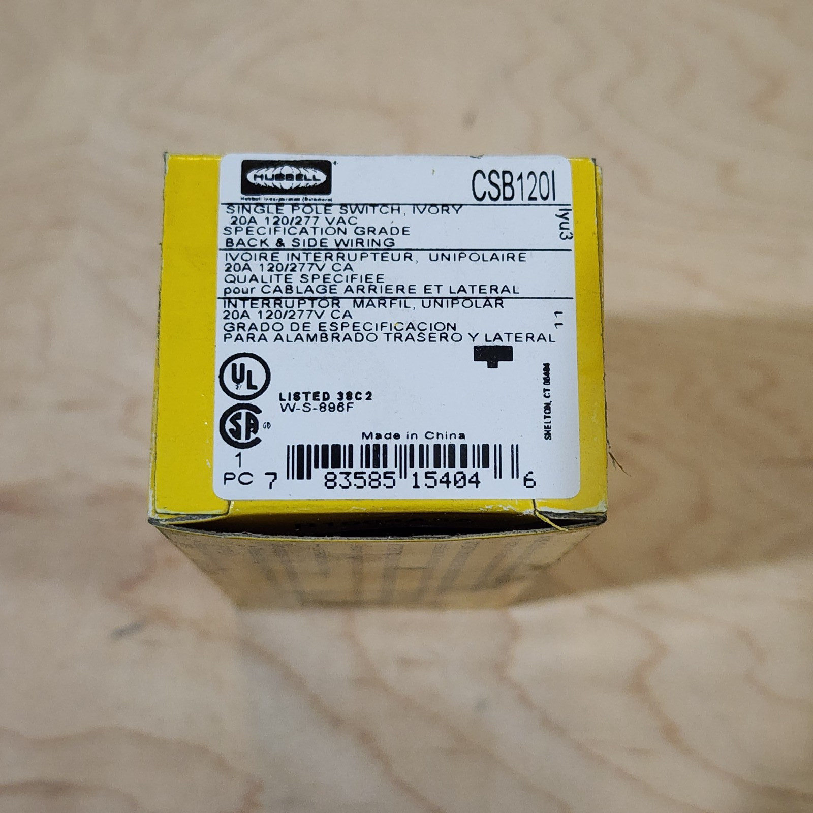 Hubbell Wiring Device-Kellems Csb120i Wall Switch,20A,Ivory,1 Hp,1-Pole Switch