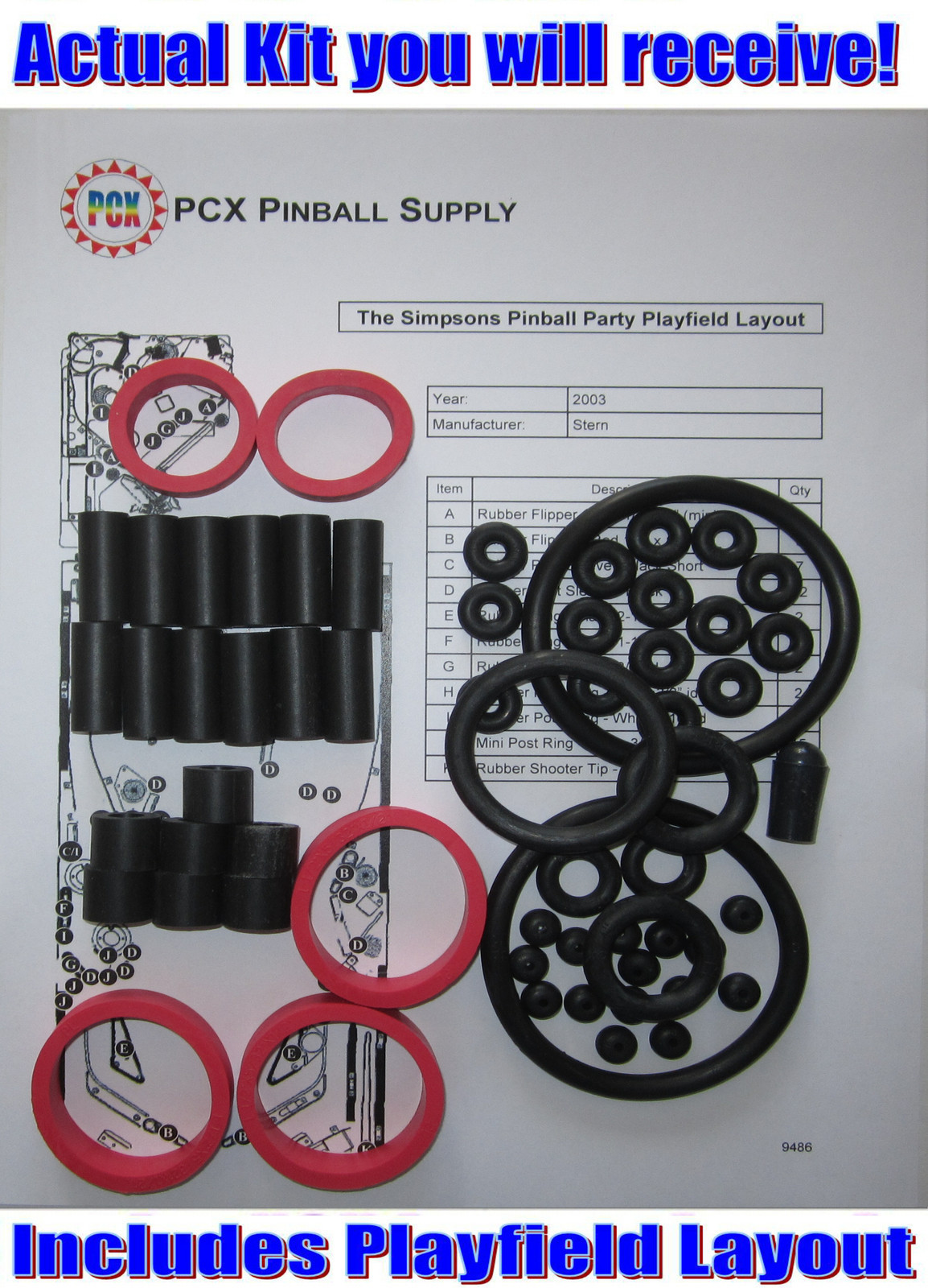 2003 Stern The Simpsons Pinball Party Rubber Ring Kit