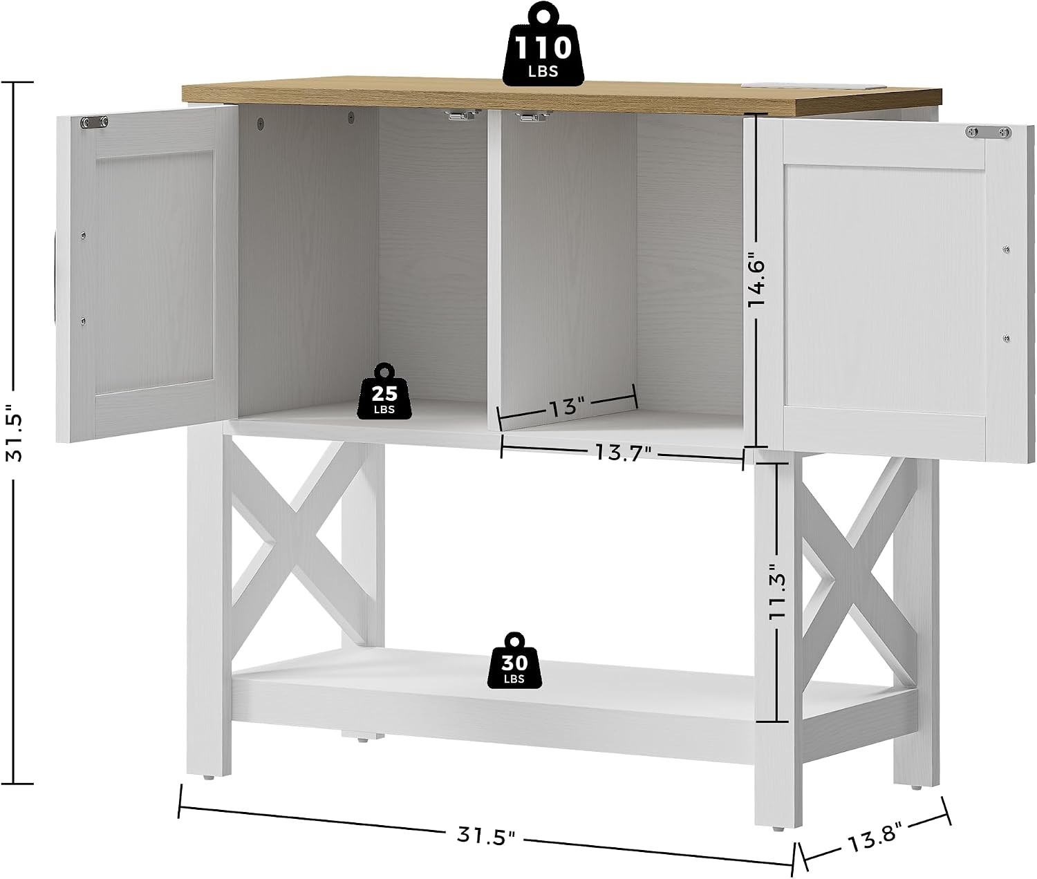 Console Table with Storage Cabinet 32" Entryway Table with Outlet
