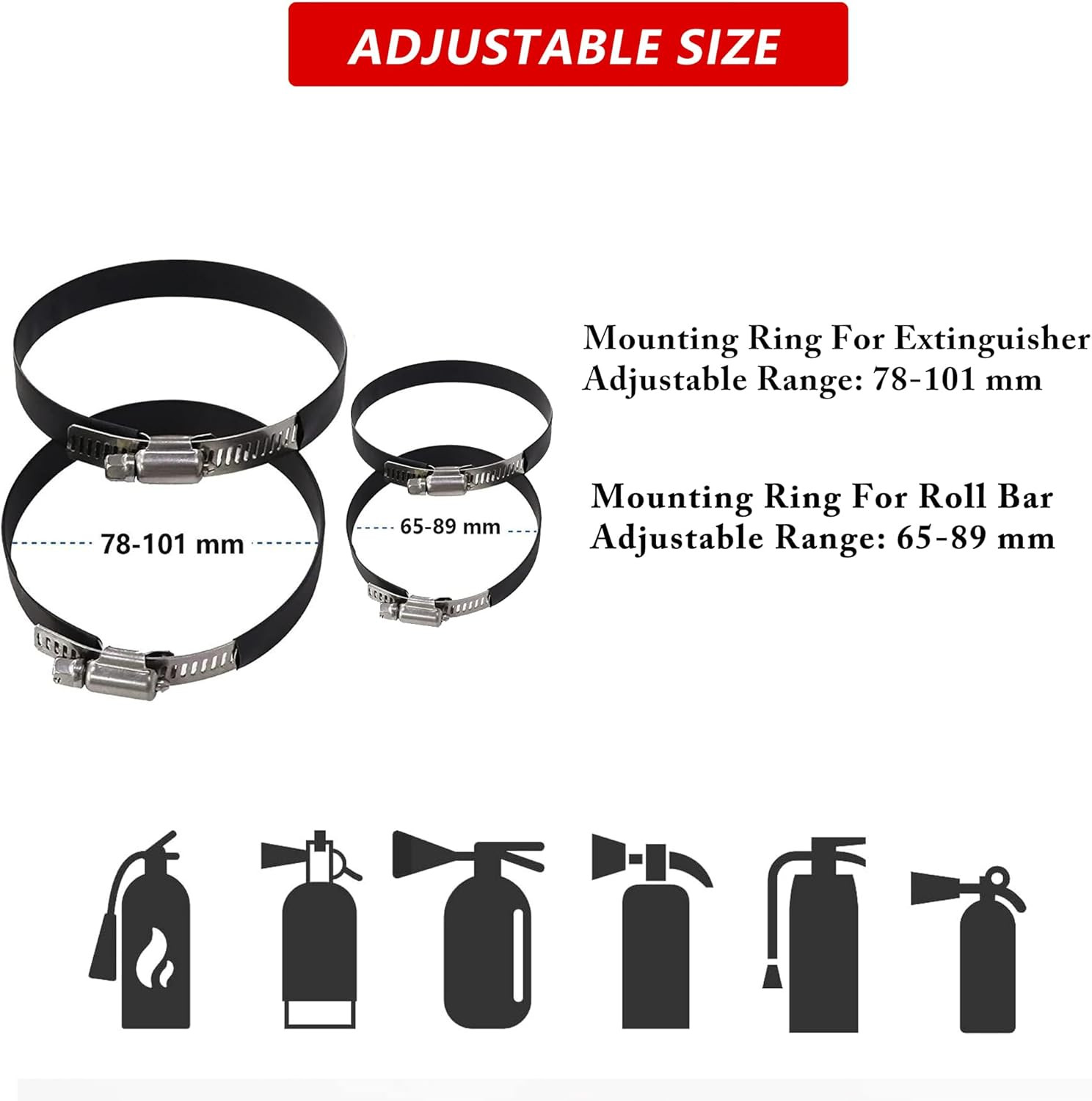 Quick Release Fire Extinguisher Mount - Aluminum Adjustable UTV Roll Bar Fire Ex