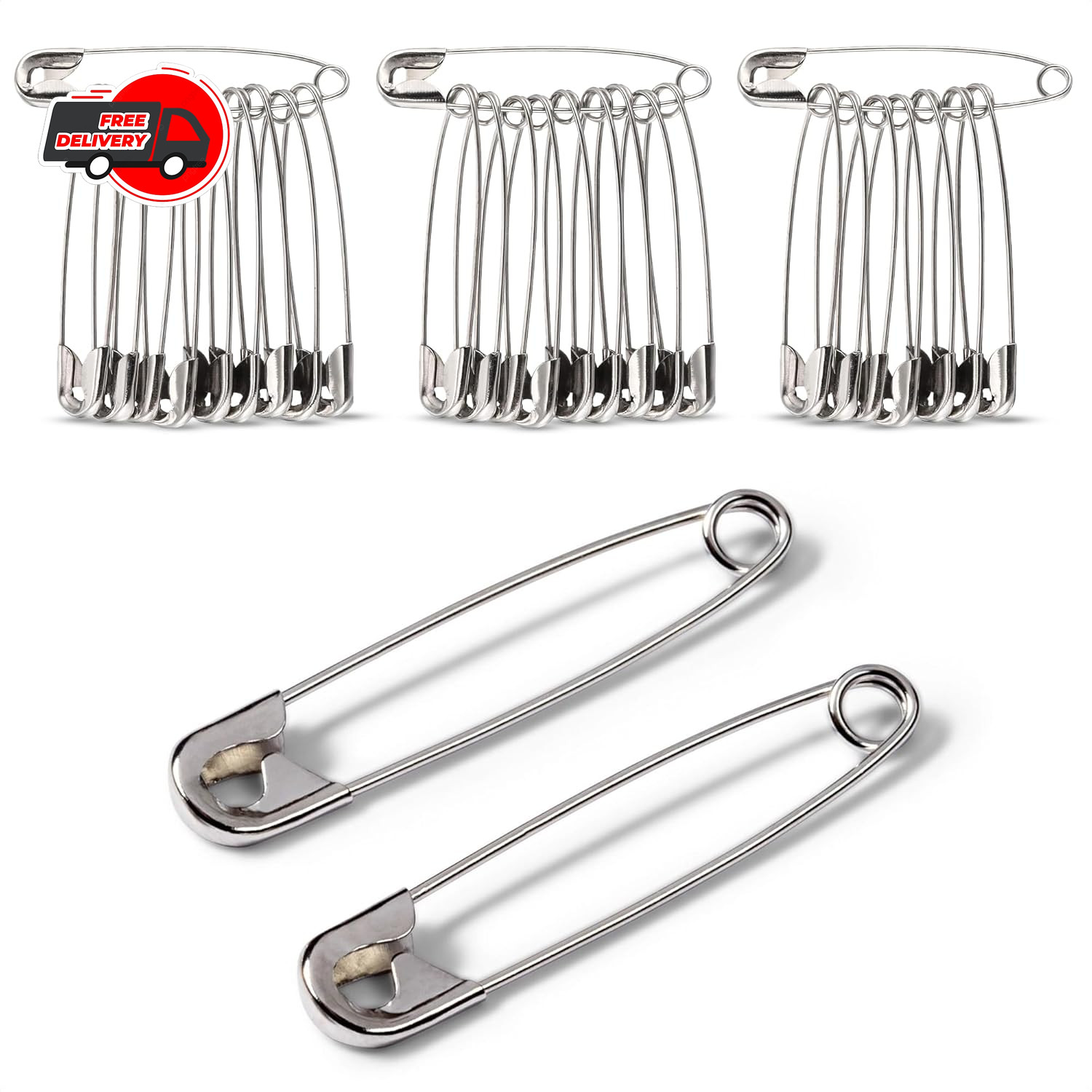 30 Pack Extra Large Safety Pins 3 Inch Safety Pins for Sewing Durable Stainless