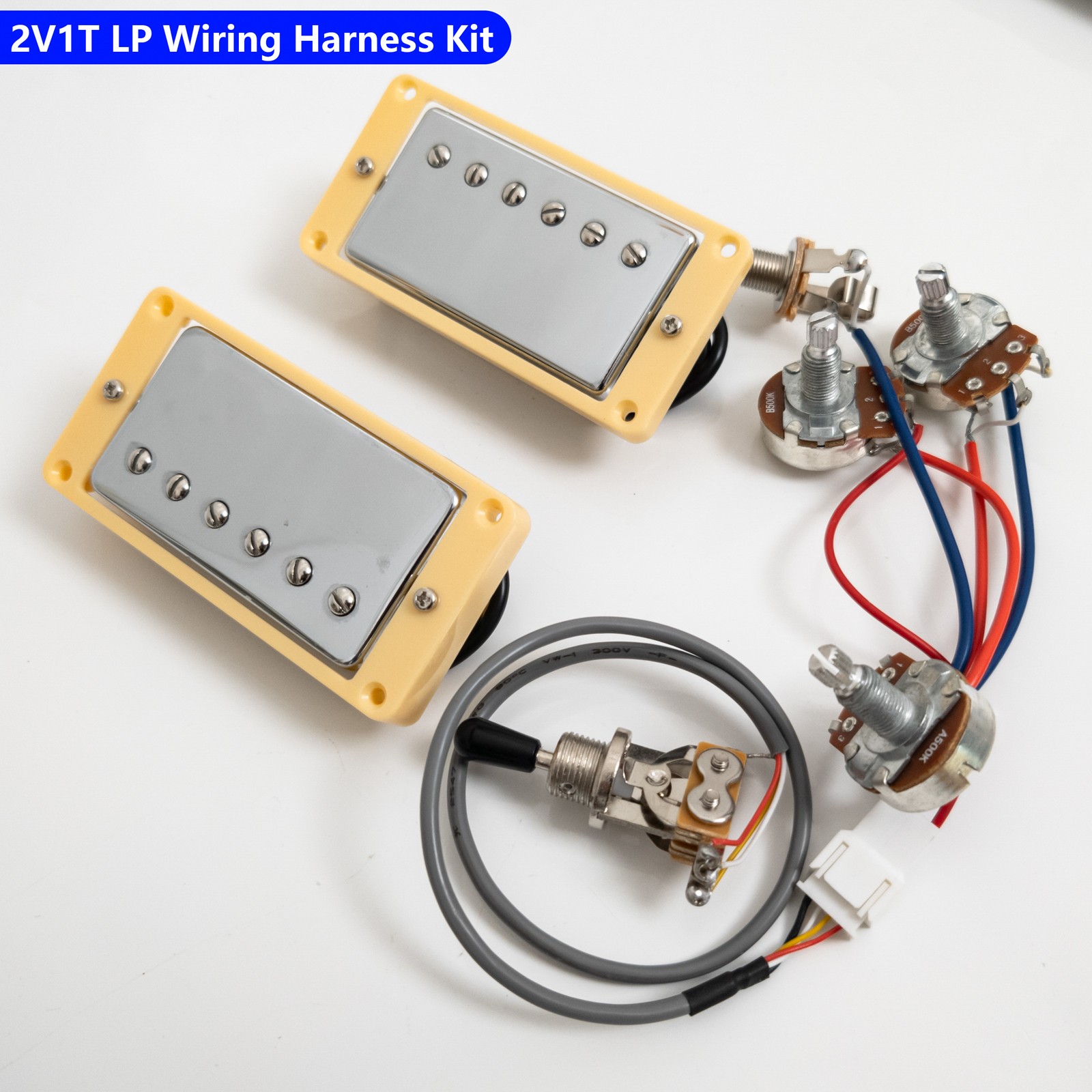 Humbucker Guitar Ceramic Pickup Set with 2V1T Wiring Harness for LP SG Guitar