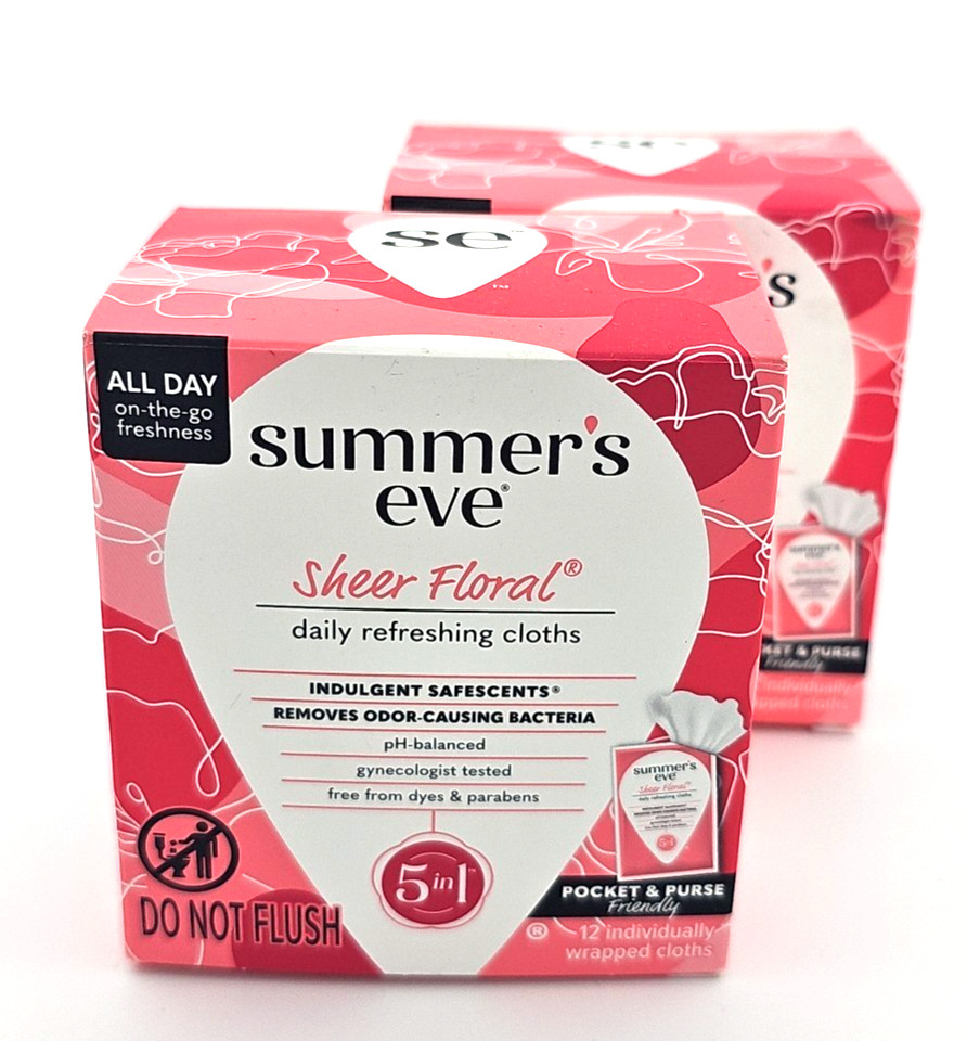 2 Pack Summer's Eve Daily Refreshing Cloths Sheer Floral 30ct Each Free Shipping
