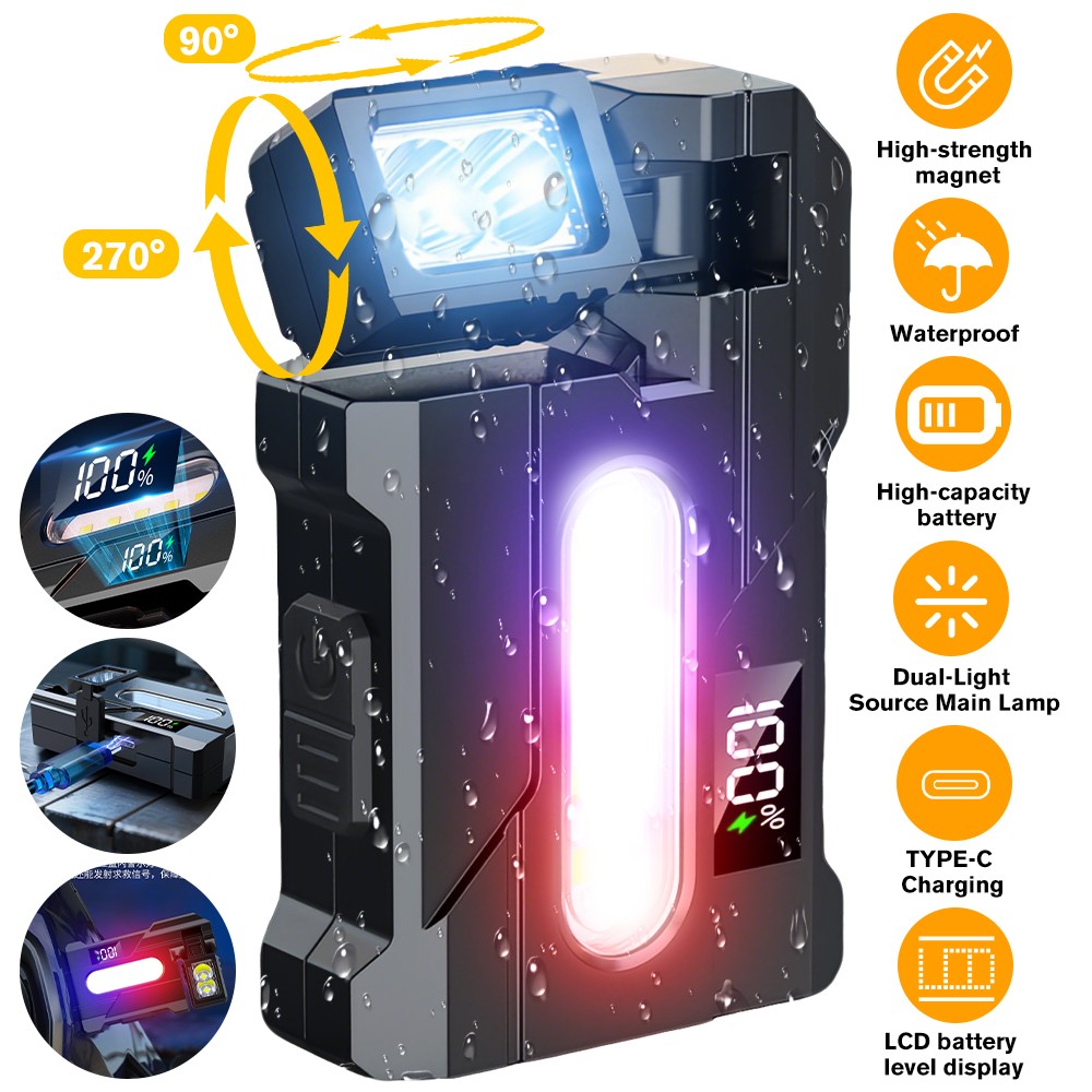 Portable Mini Pocket LED Flashlight Magnetic USB Rechargeable Torch Light Work