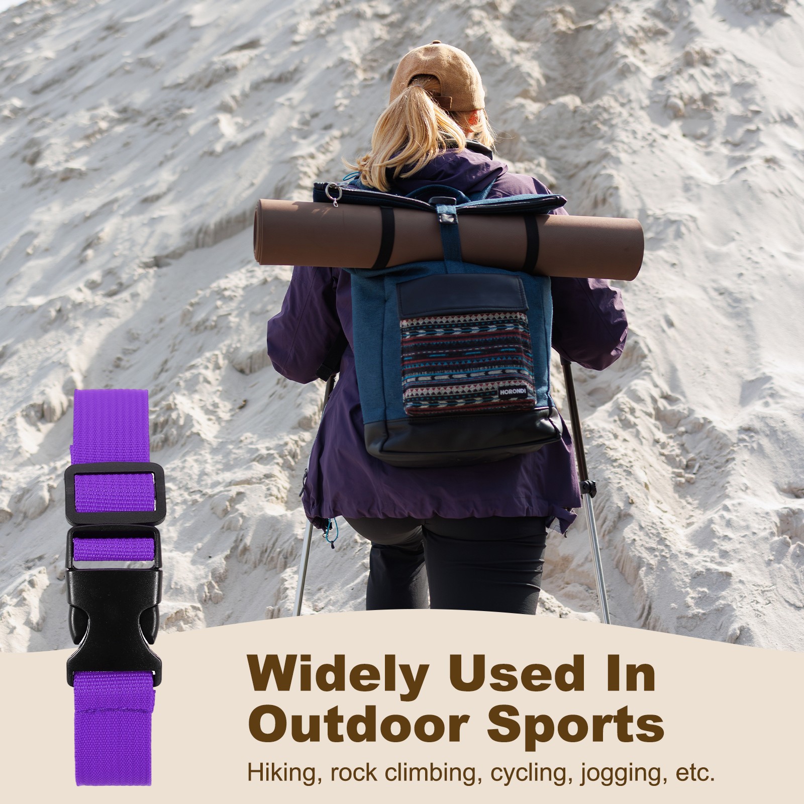 3pcs 1" x 2ft Utility Straps with Quick Release Buckle Adjustable, Purple
