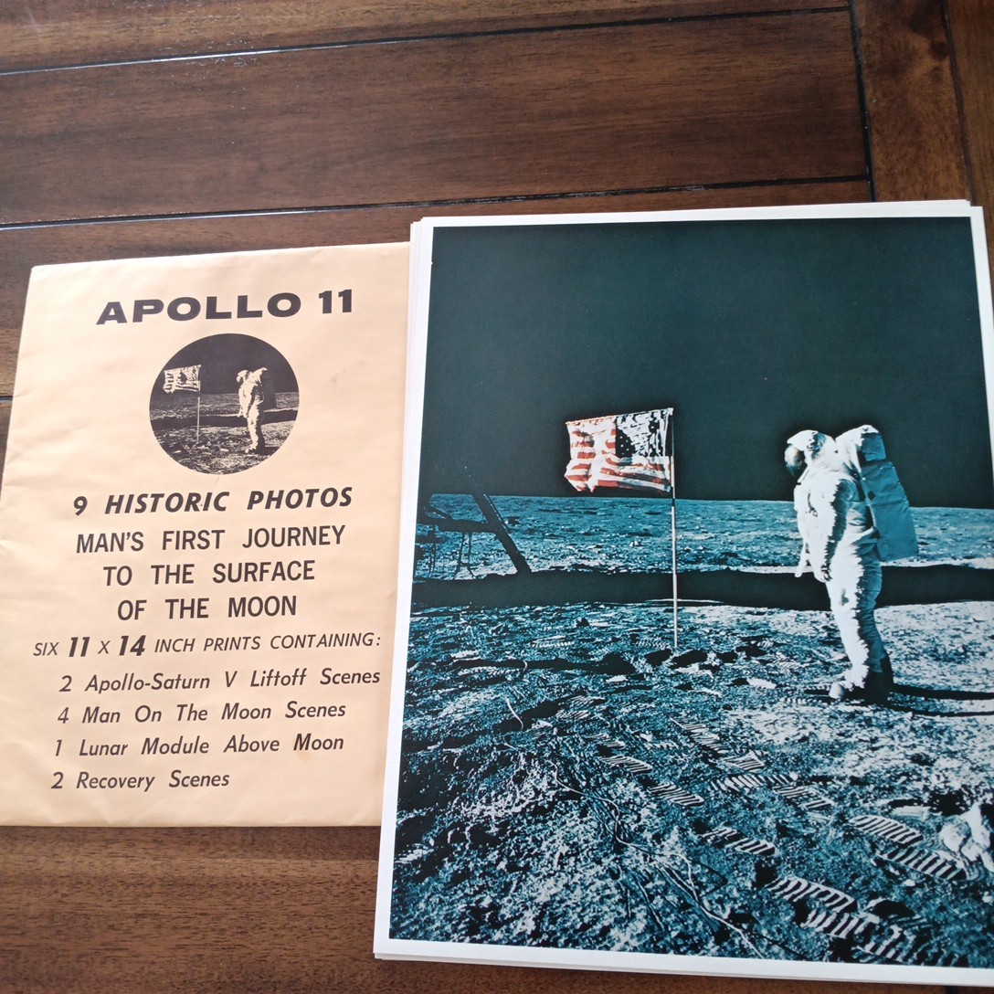 NASA APOLLO 11 Historic Flight Packet Of 6 Photos - RARE- LARGE 11'x14'