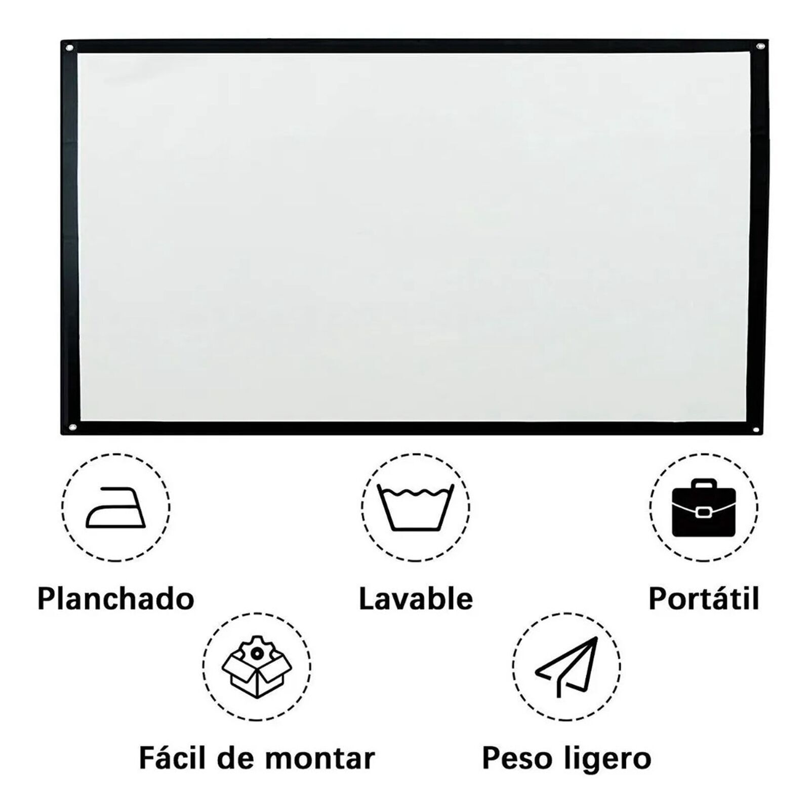 100 Inch Projector Screen 16:9 Foldable Wrinkle Resistant Precise Holes HD Proje