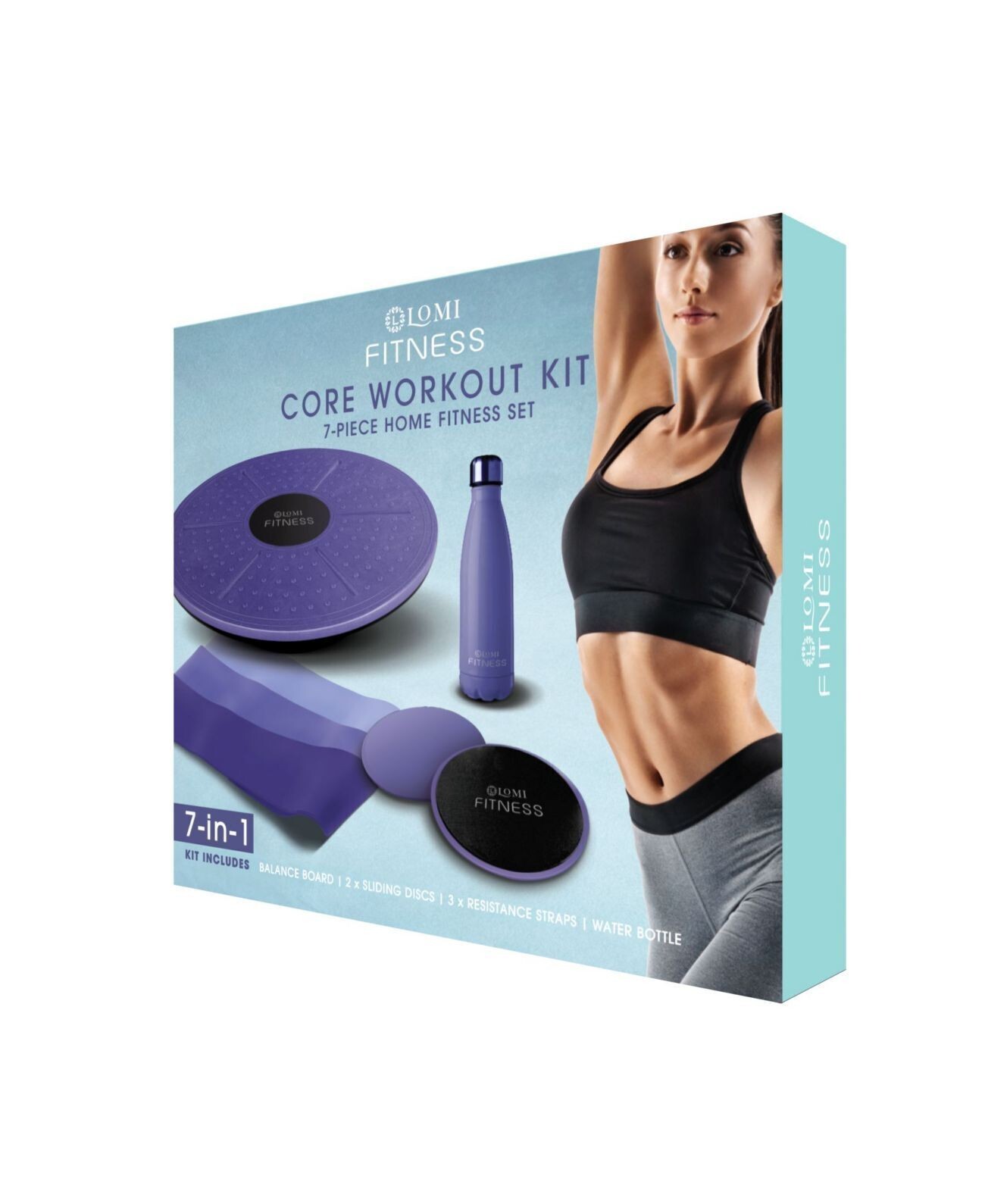 Lomi 7-in-1 Core Workout Kit (Amethyst) - Balance Board, Sliding Disc, Straps ++