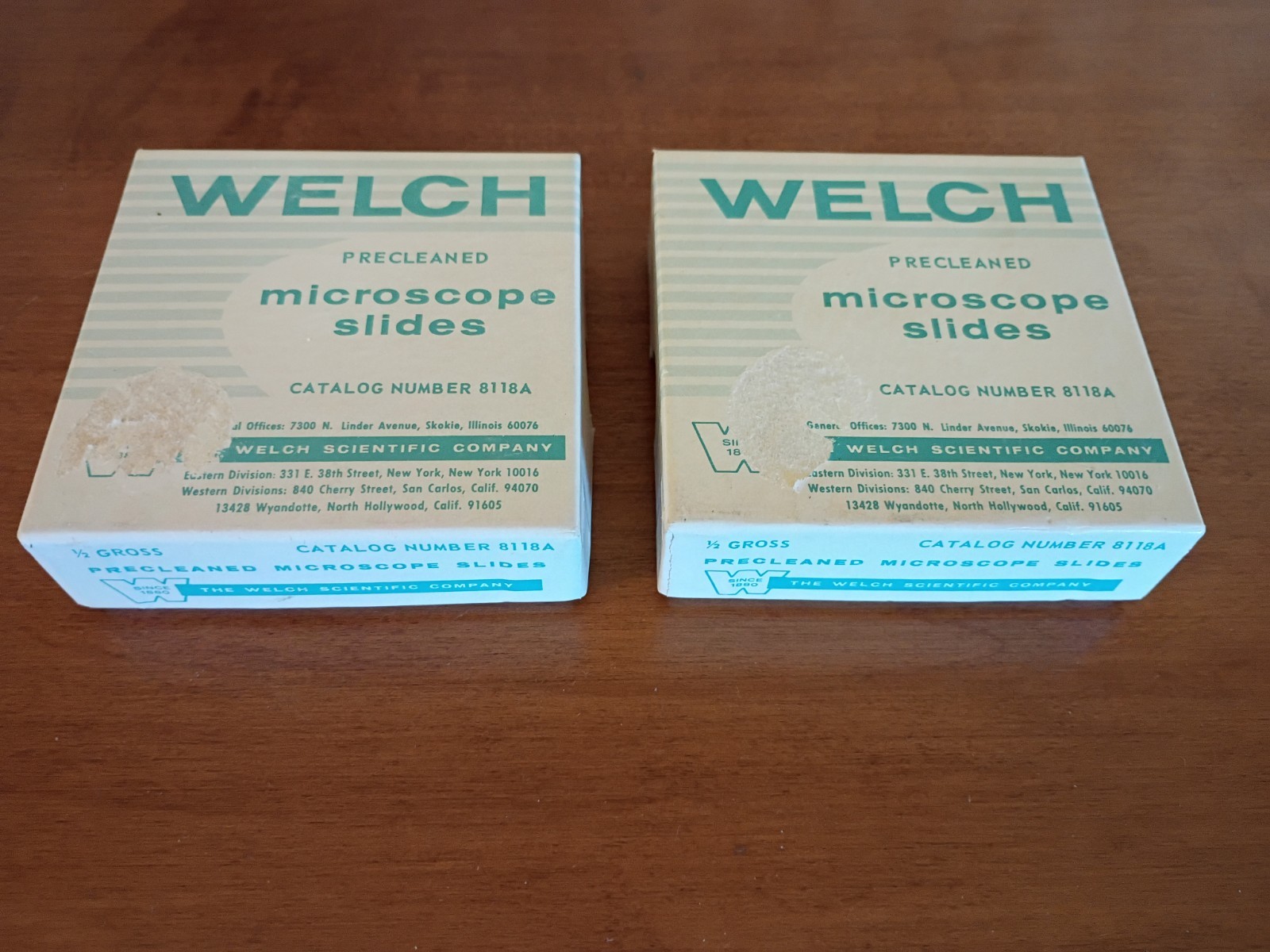 2 Boxes NOS vintage WELCH Microscope slides Catalog # 8118A