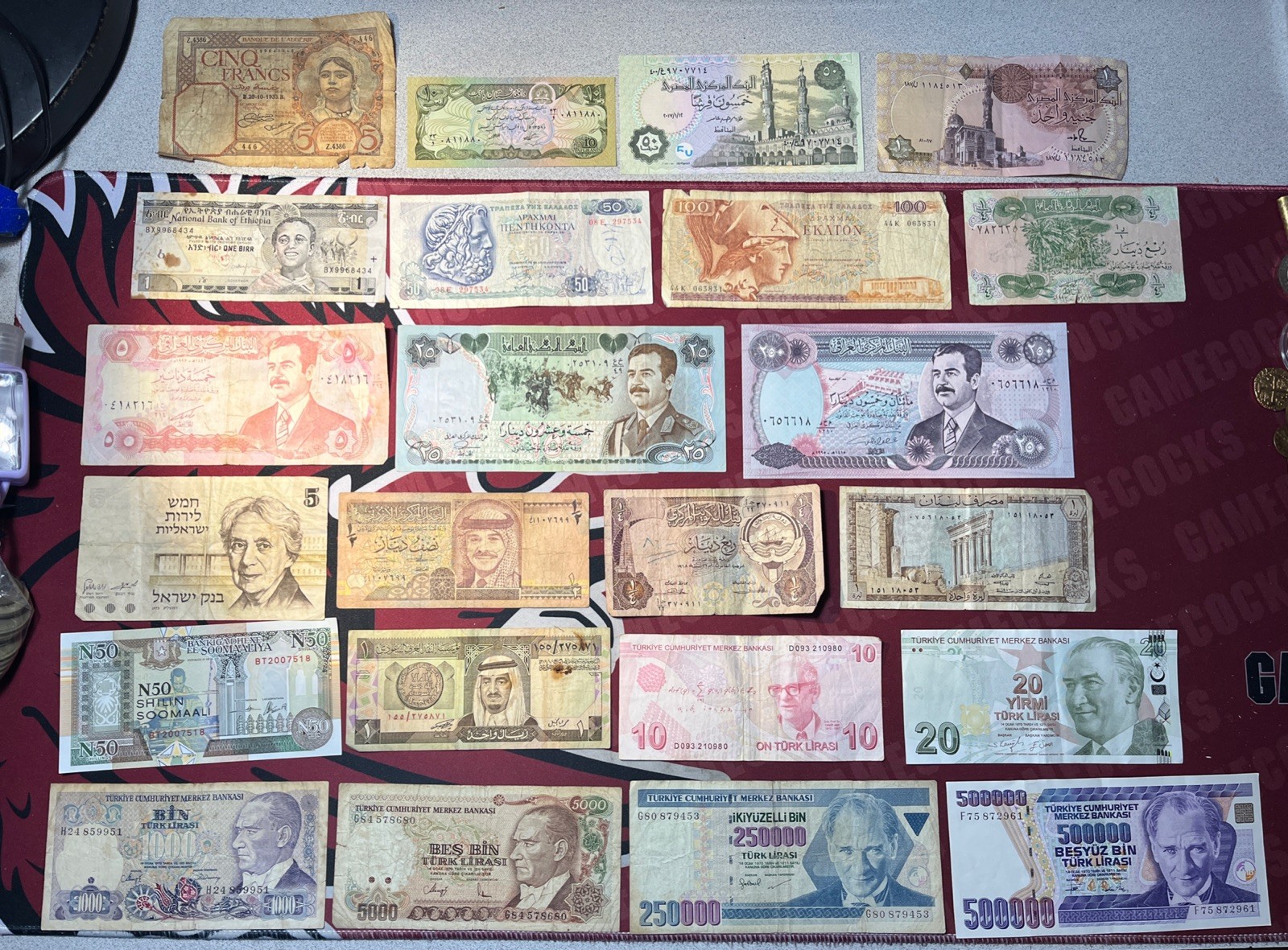 Lot Of 23 Middle East circulated Banknotes From 13 Countries No Syria Or Iran
