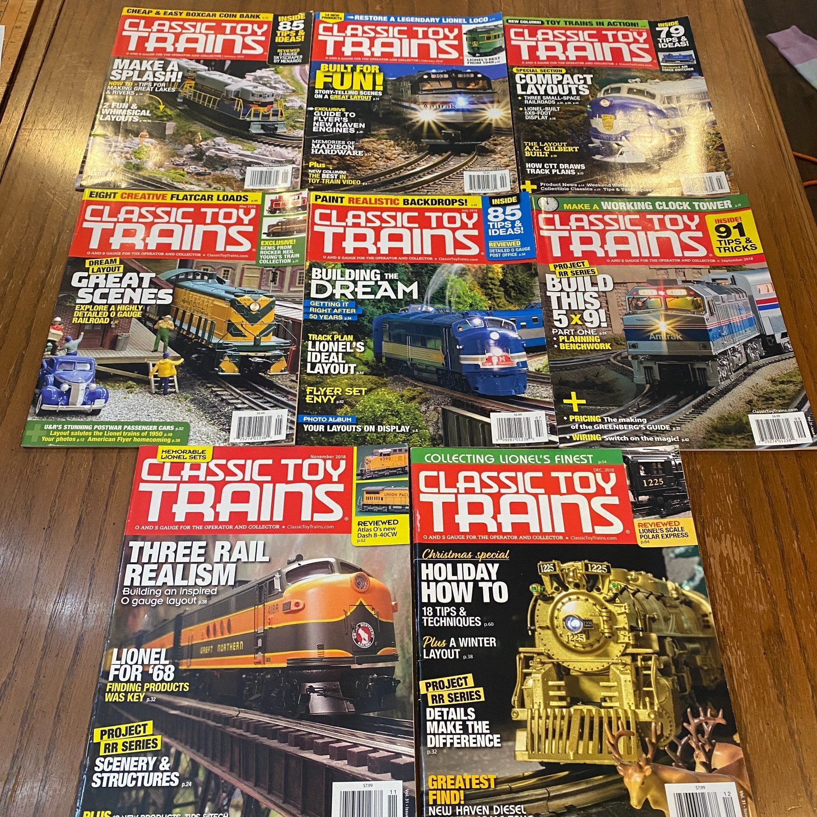 Complete 2018 Classic Toy Trains Magazine Lot – 8 Issues – Lionel Layouts & Tips