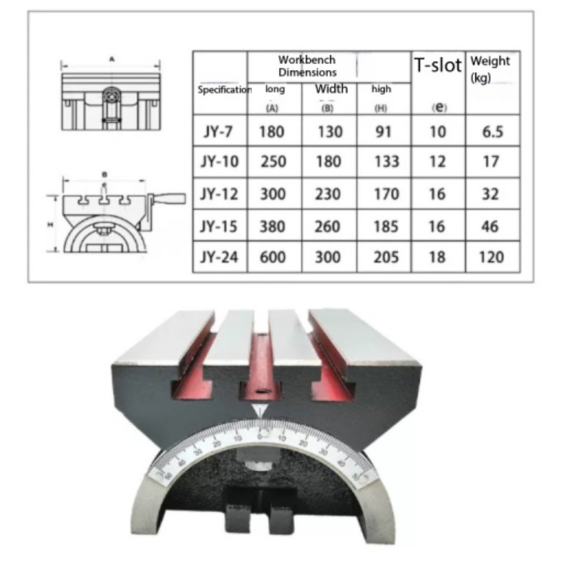 Adjustable-angle Tilting Rotary Table for CNC Machining Centers Milling Machines