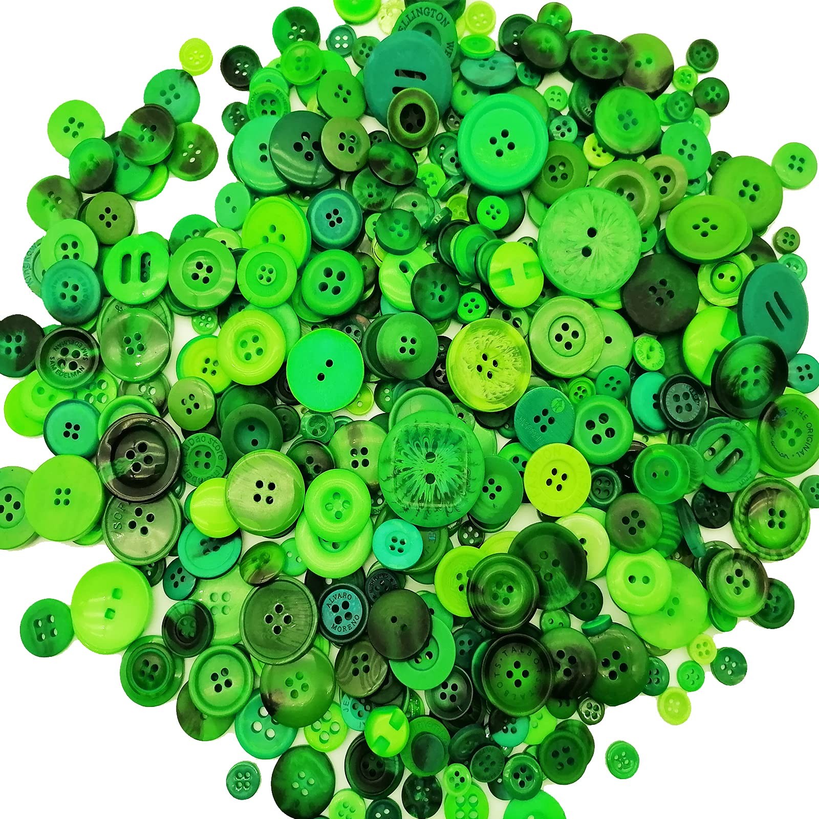 Alfykym 600-700Pcs Green Buttons for Crafts Bulk Craft A,
