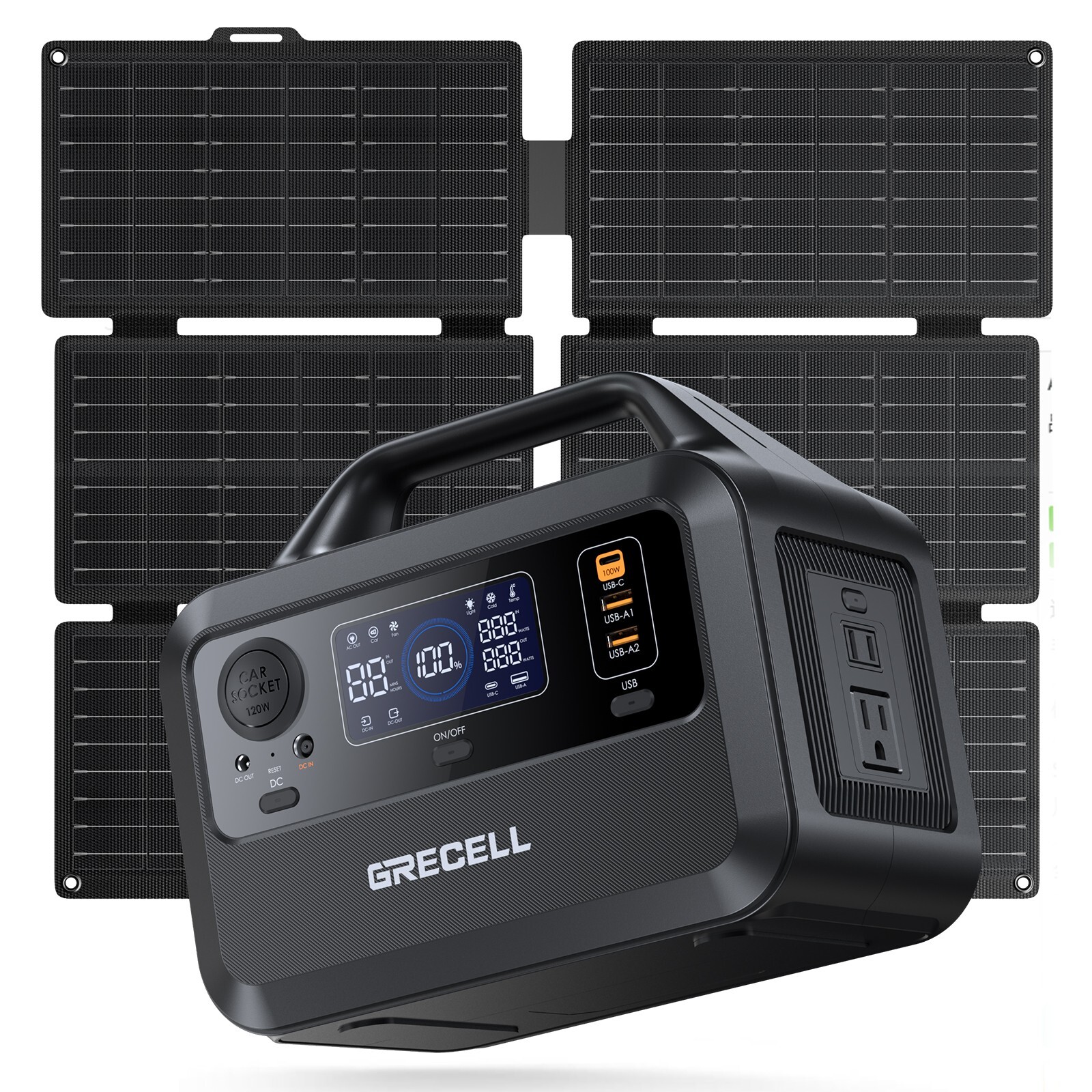 300W Power Station Portable Solar Generator + 40W Solar Panel Kit Grecell