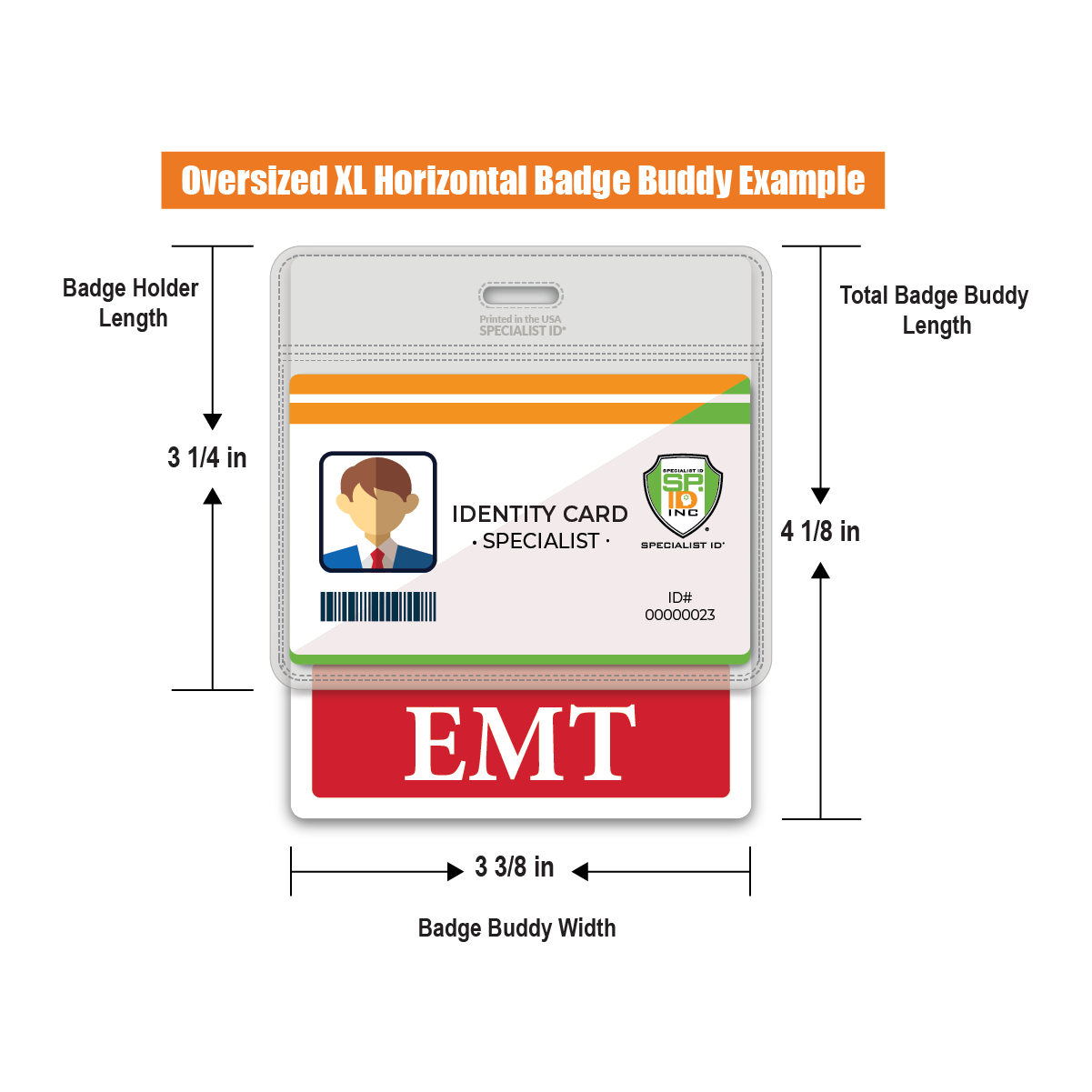 5 Pack - EMT Badge Buddy Oversized Horizontal XL ID Backer for Emergency Techs