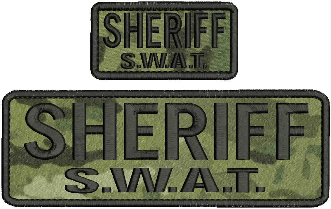 Sheriff SWAT embroidery patch 3x9 and 2x5 hook on back multicam.
