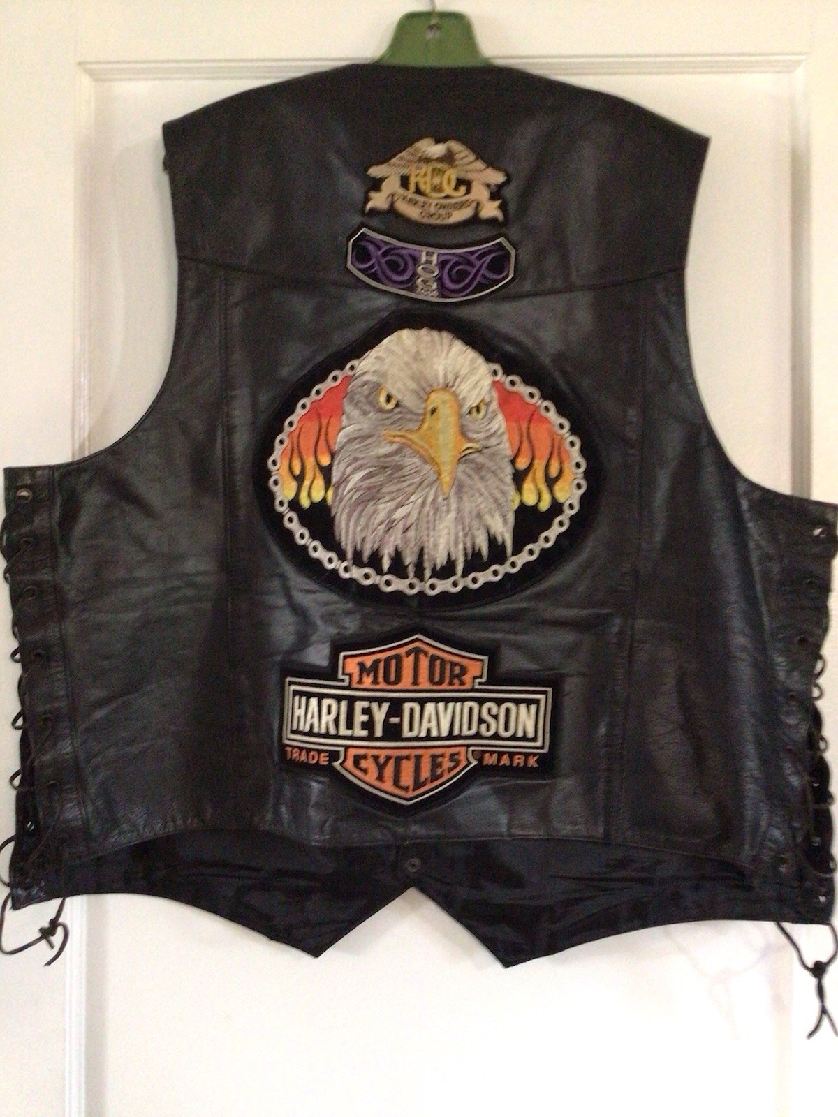 Harley Davidson Patches On FMC Size 52 Leather Motorcycle Vest