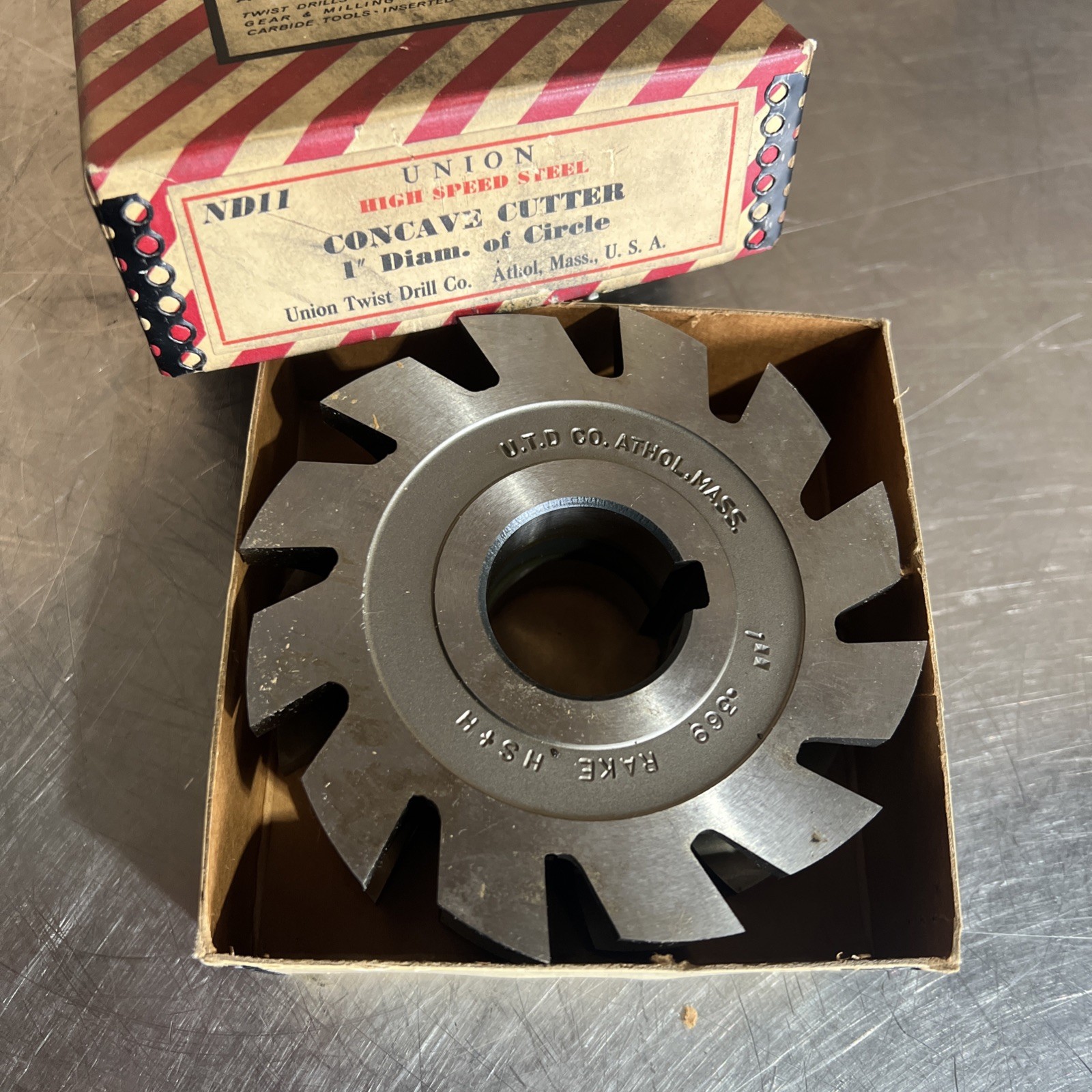 Union Twist Drill Co Concave Cutter 1” Diam Of Circle Nos Surplus