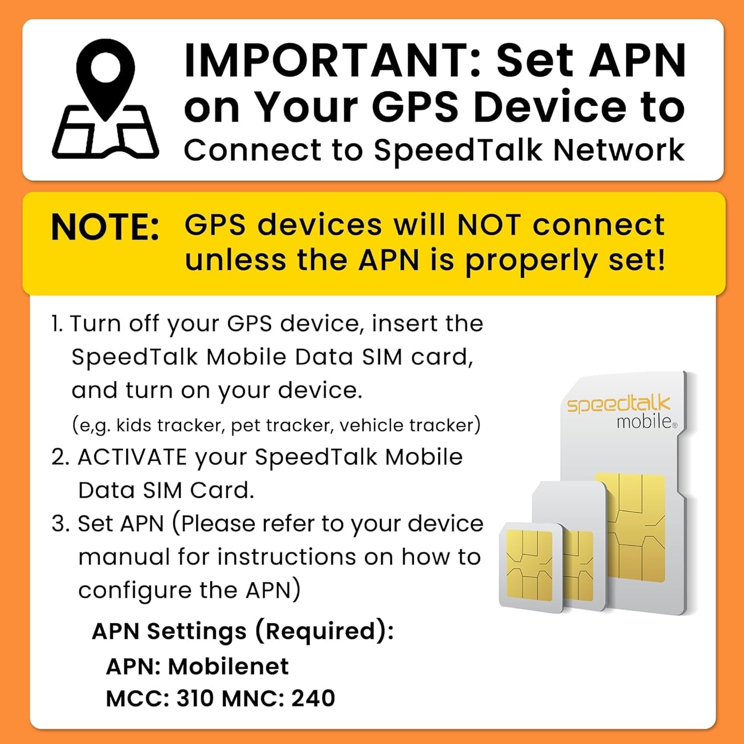 SpeedTalk Mobile Prepaid $5 GSM Sim Card for GPS Tracking Pet Senior Kid...